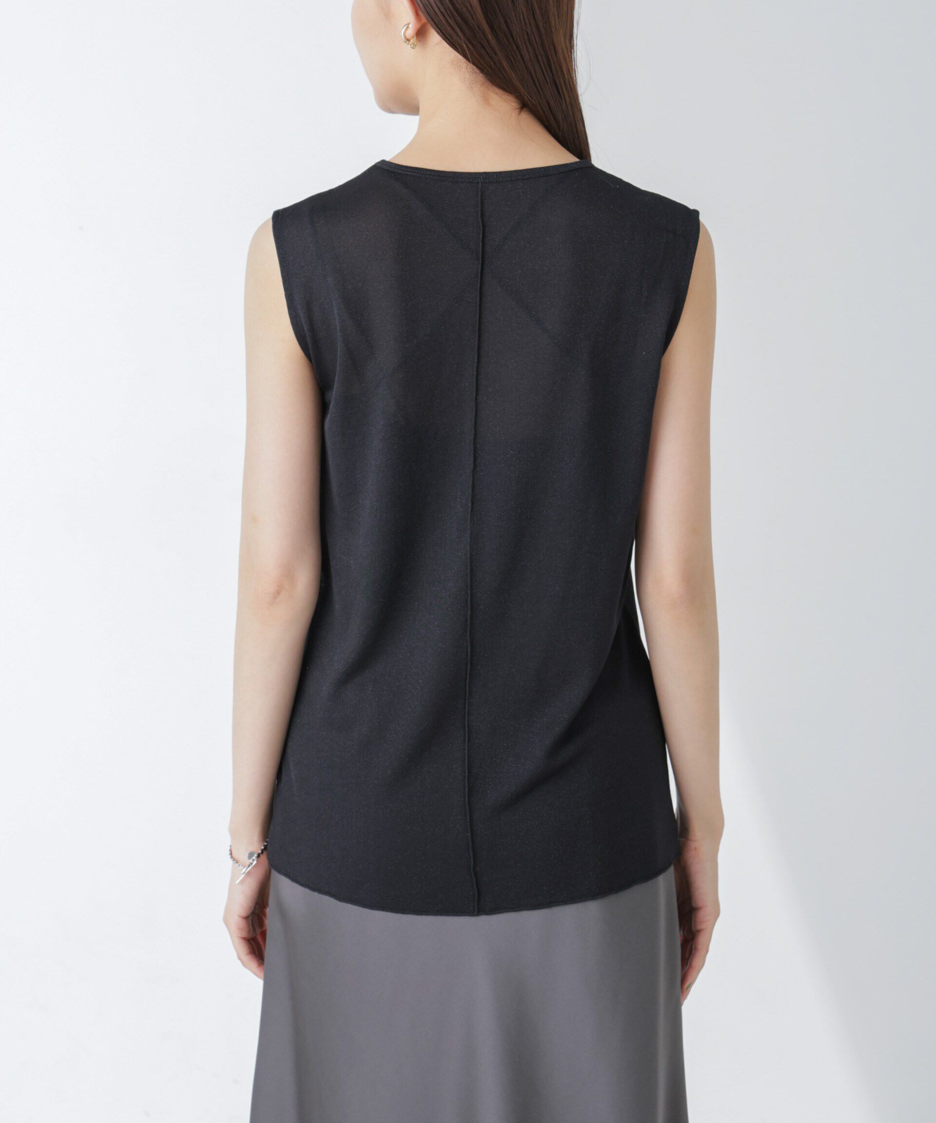 nano･universe「ラメシアーノースリーブカットトップス」|Tシャツ・カットソー|