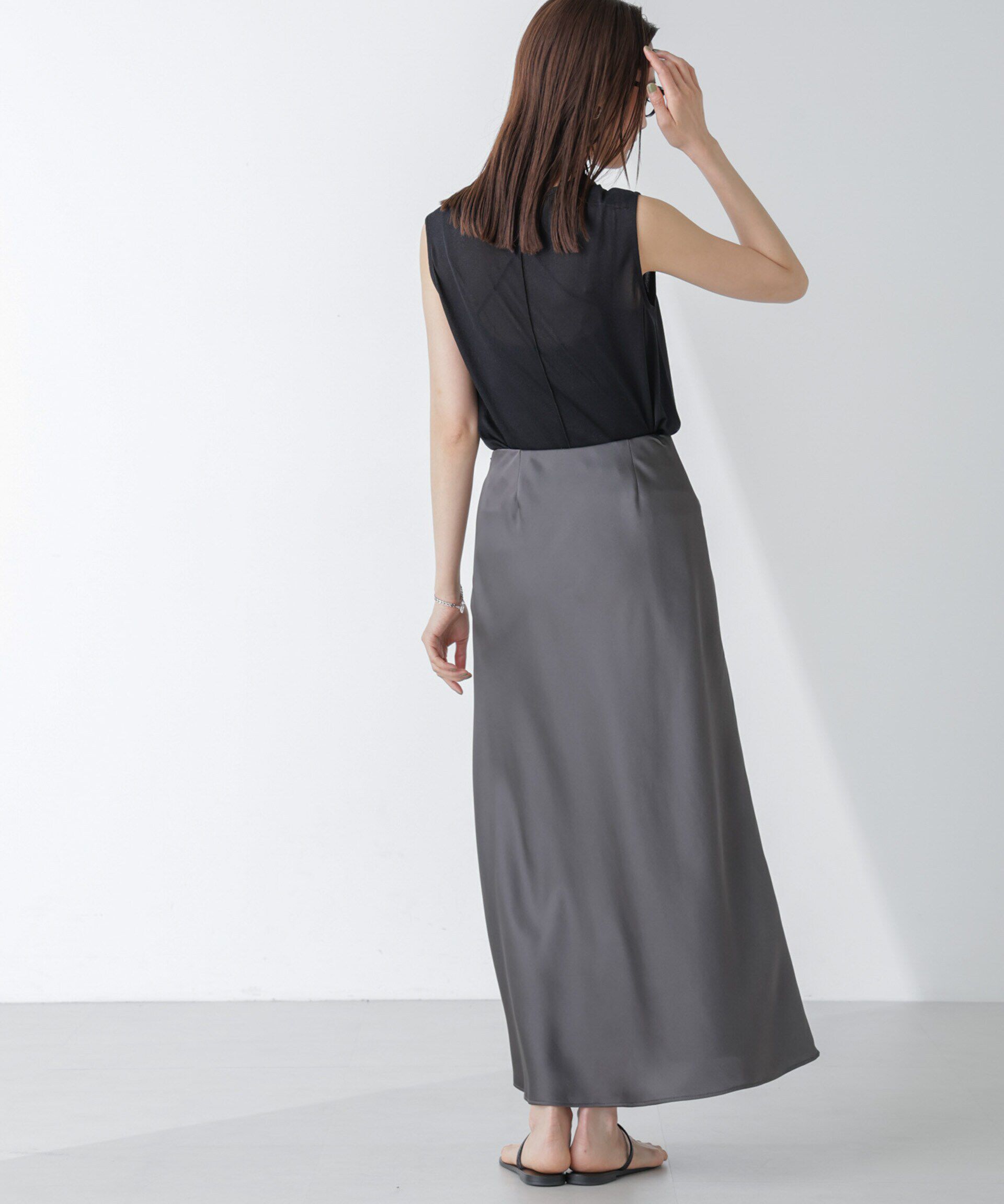 nano･universe「ラメシアーノースリーブカットトップス」|Tシャツ・カットソー|