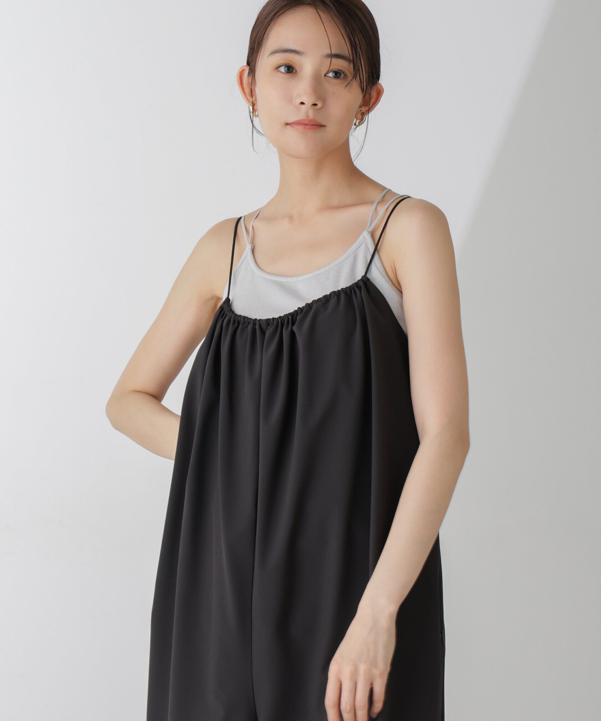 nano･universe「ラメテレコカップ付きバッククロスキャミソール」|Tシャツ・カットソー|L.グレー1