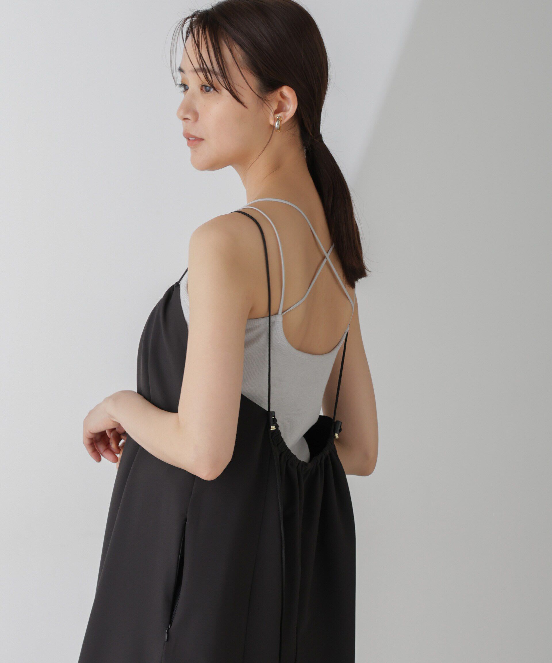 nano･universe「ラメテレコカップ付きバッククロスキャミソール」|Tシャツ・カットソー|