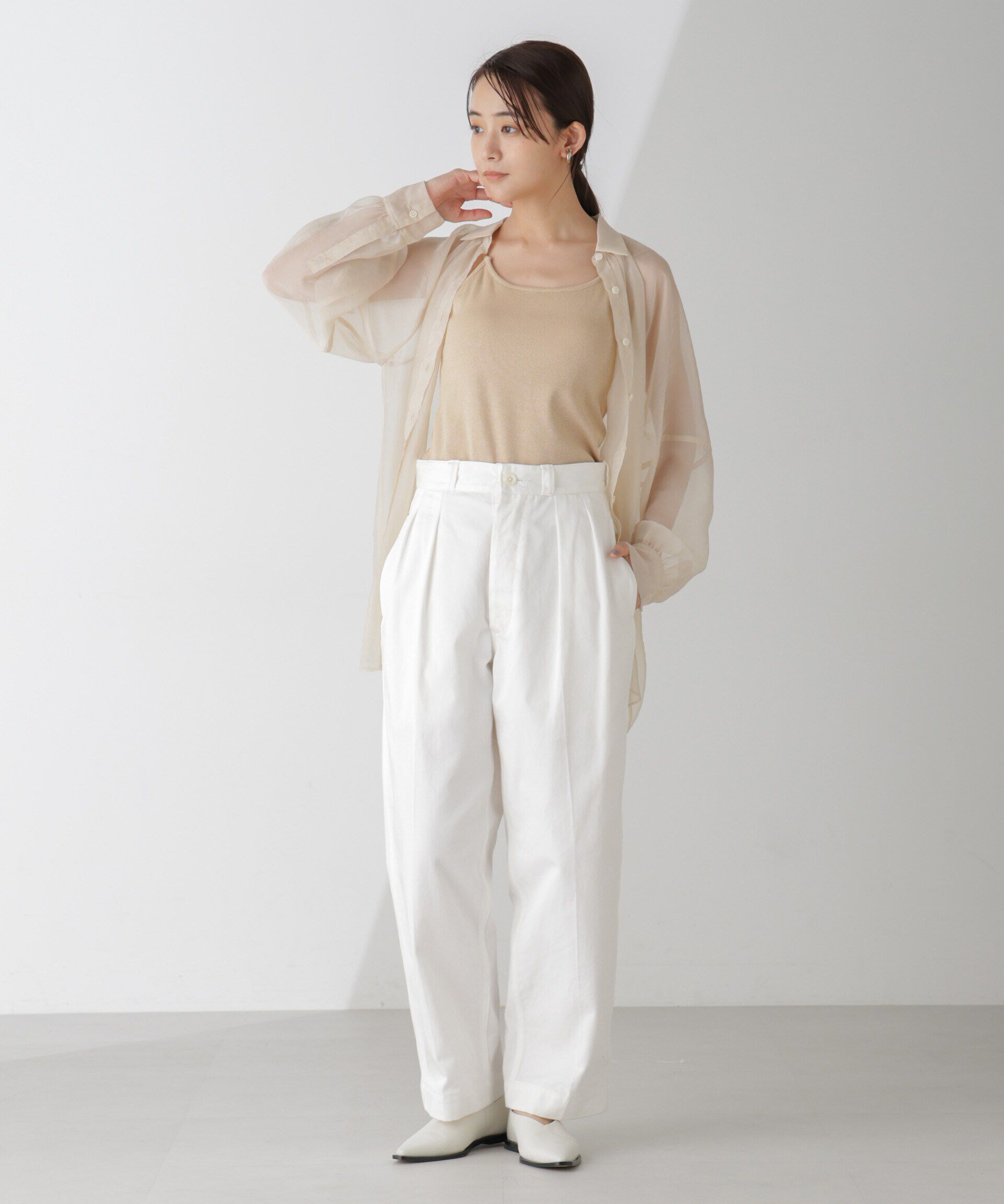 nano･universe「ラメテレコカップ付きバッククロスキャミソール」|Tシャツ・カットソー|