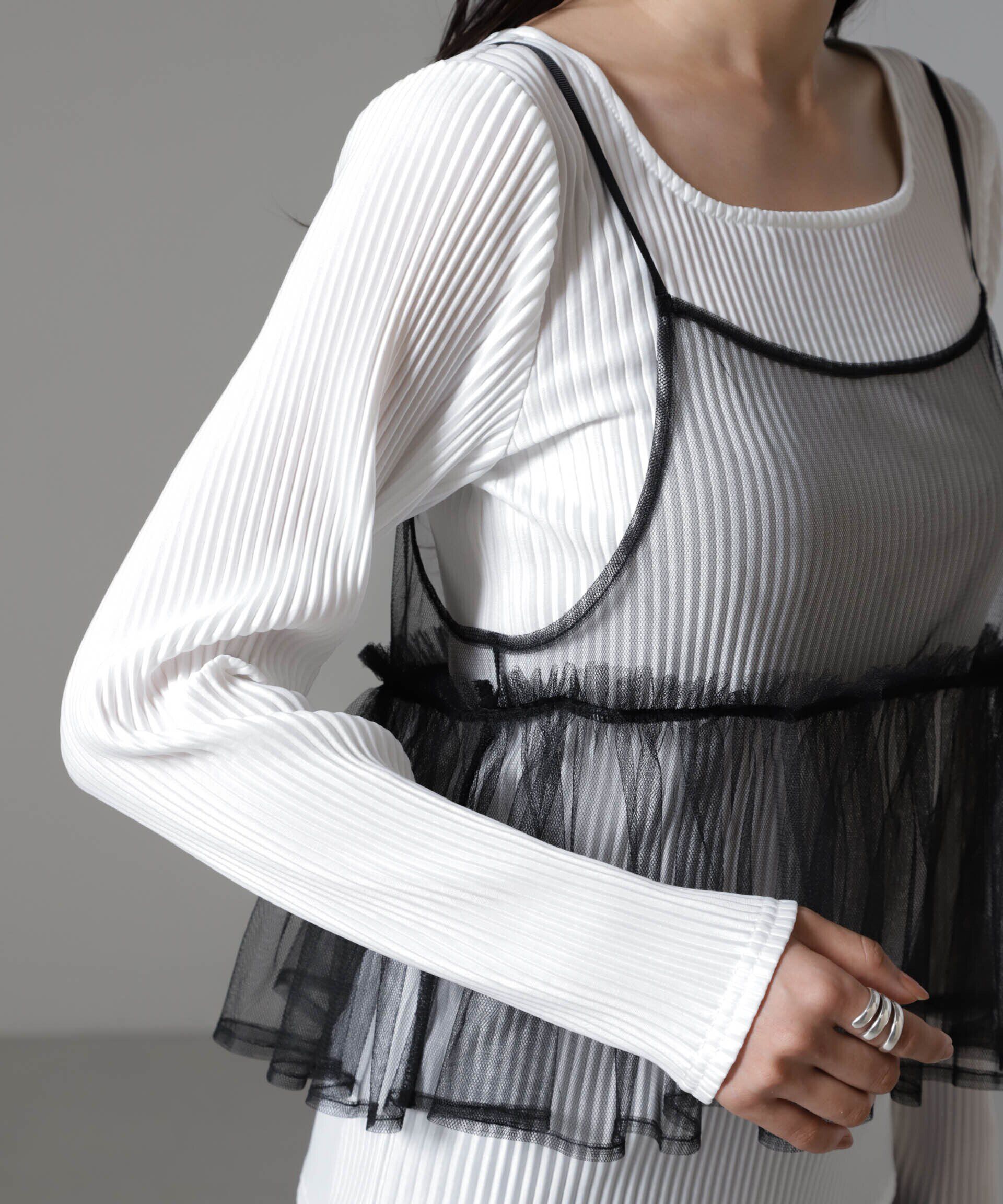 nano･universe「前後2wayテレコロンTセット＆チュールキャミソールトップス」|Tシャツ・カットソー|