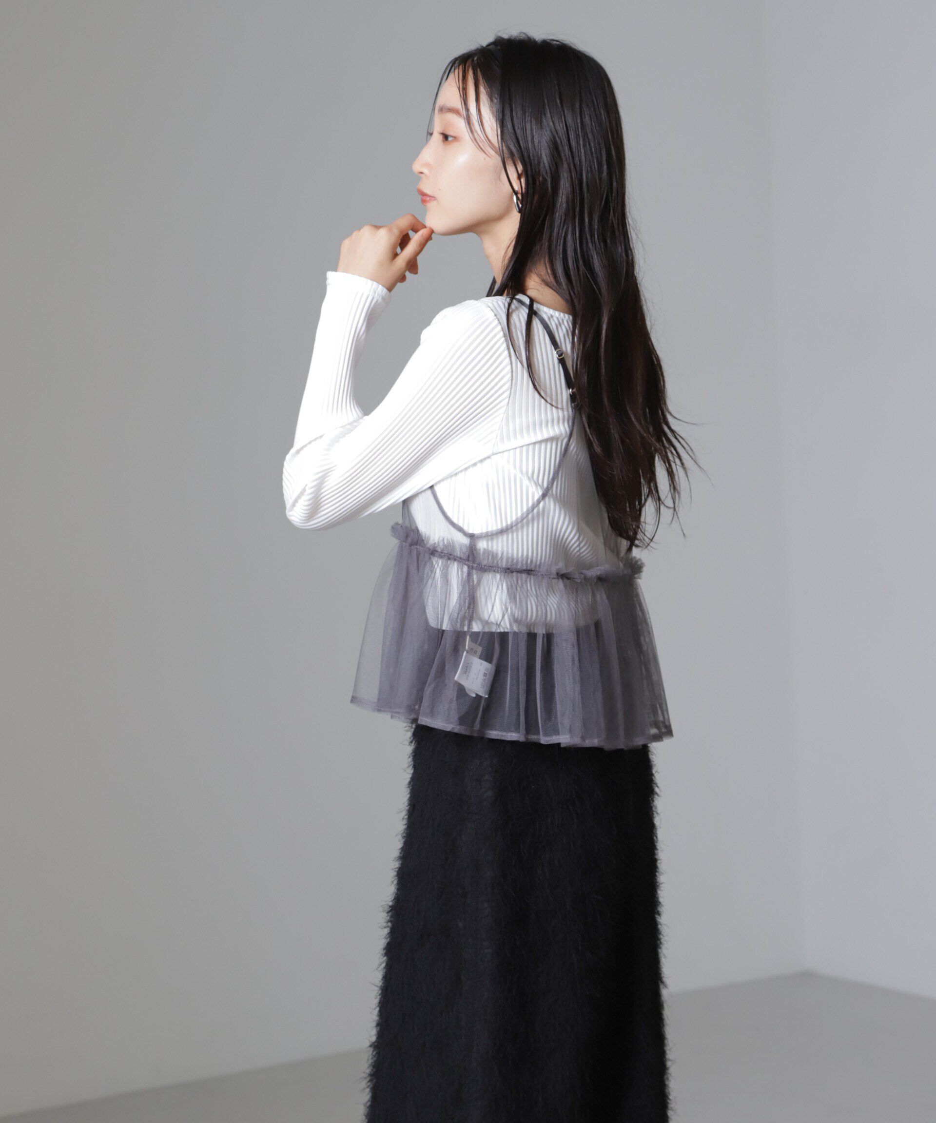 nano･universe「前後2wayテレコロンTセット＆チュールキャミソールトップス」|Tシャツ・カットソー|