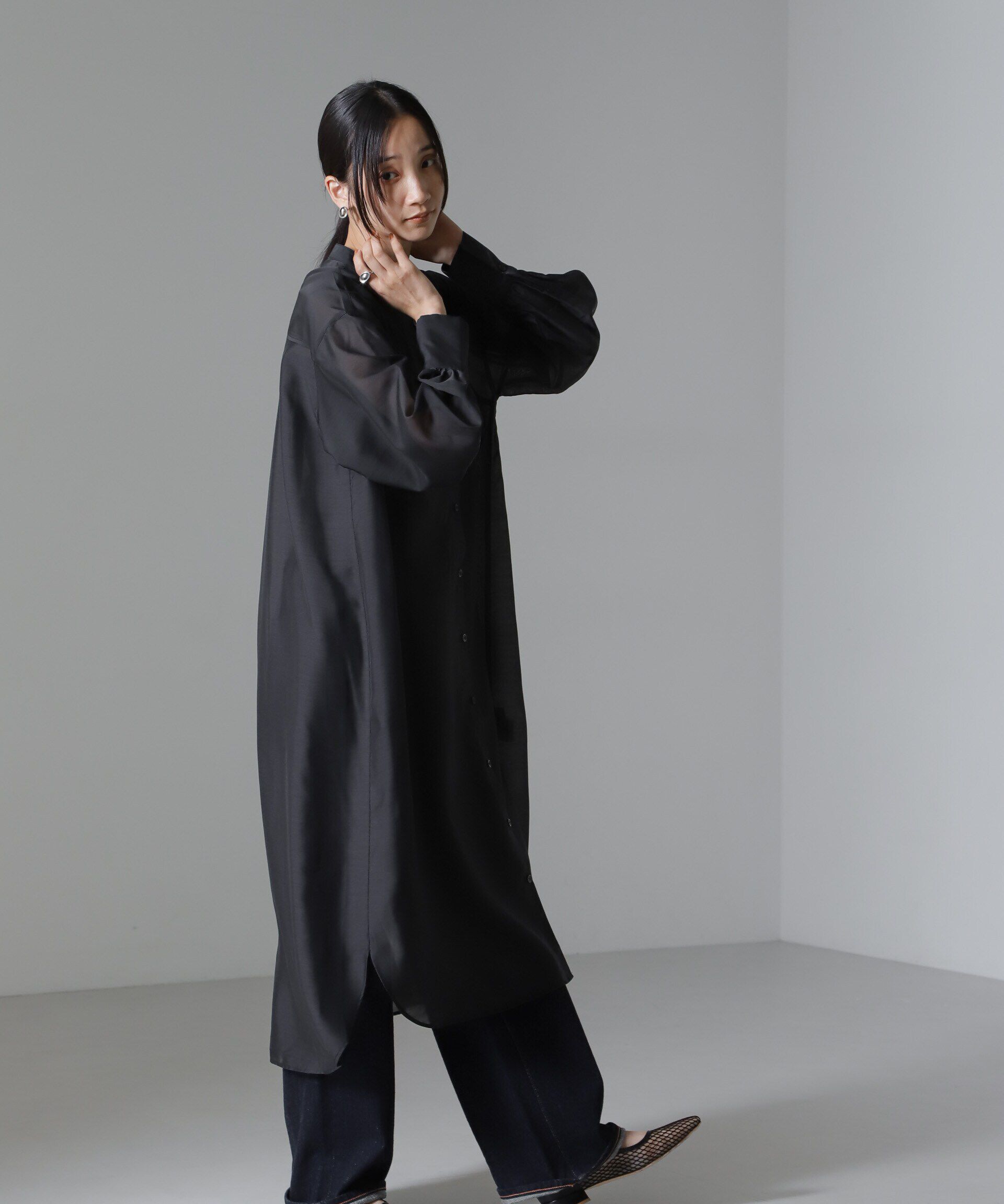 nano･universe「シアーマキシシャツワンピース」|ワンピース|