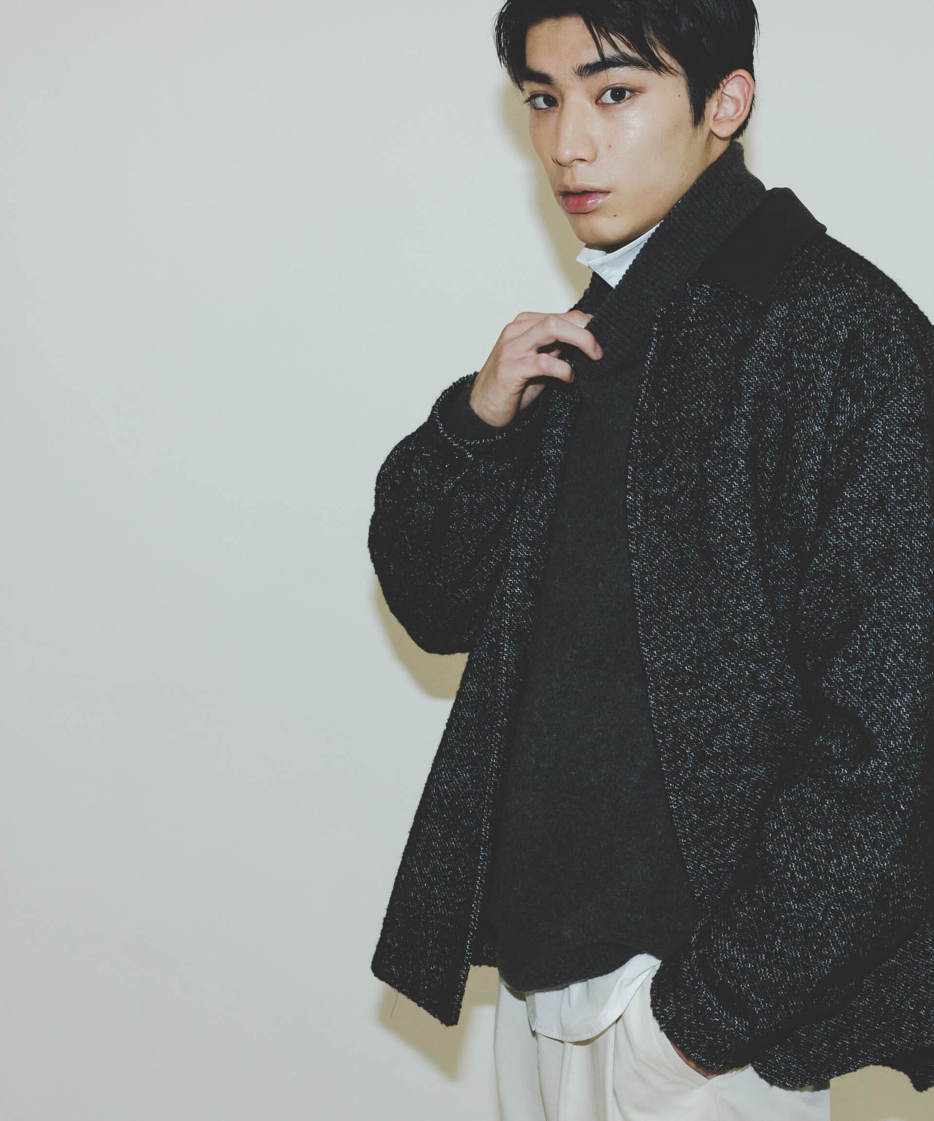 nano･universe「ループヤーンミックス バーンジャケット」|ブルゾン・スタジャン|