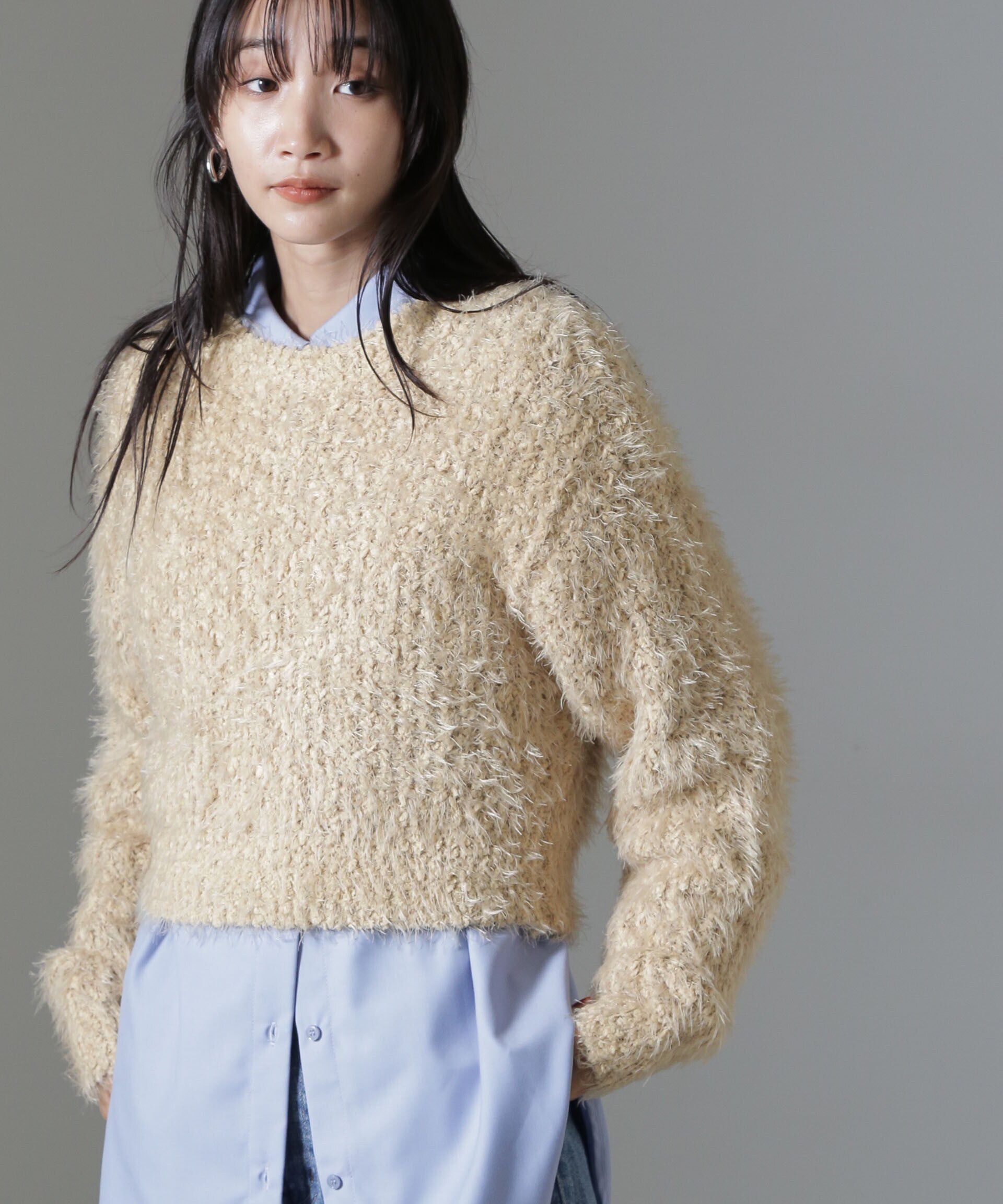 nano･universe「モールフェザークロップドニットトップス」|ニット・セーター|