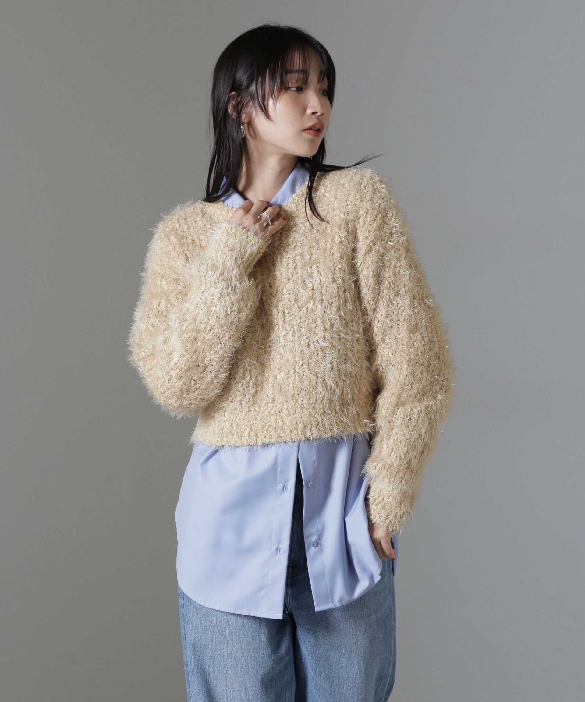 nano･universe「モールフェザークロップドニットトップス」|ニット・セーター|