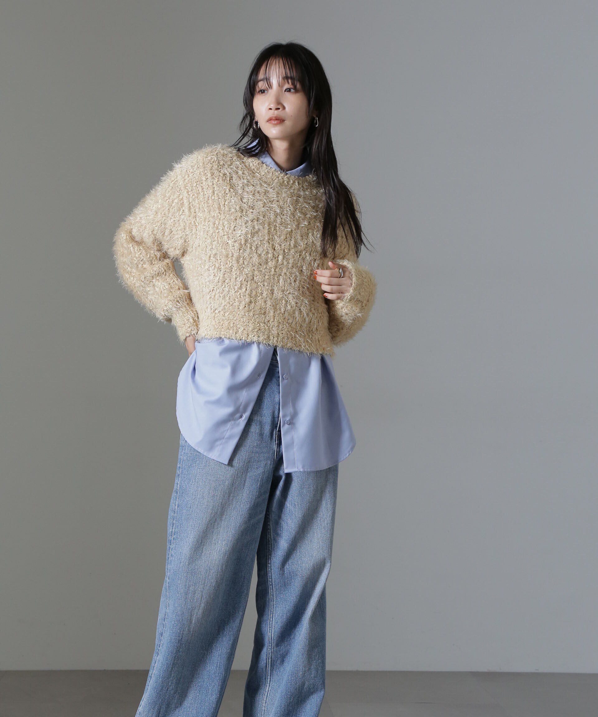 nano･universe「モールフェザークロップドニットトップス」|ニット・セーター|