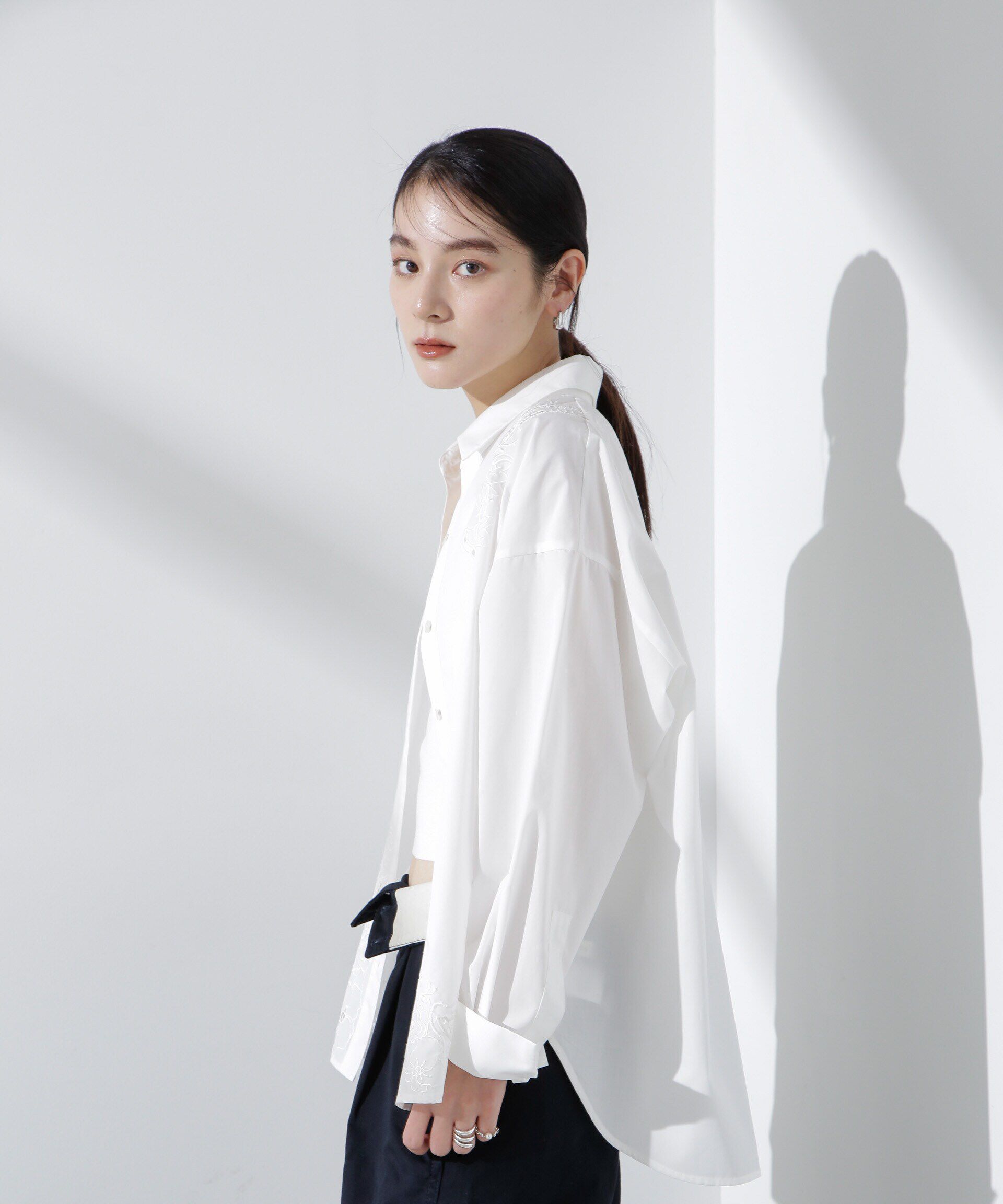 nano･universe「カットワークレースオーバーサイズシャツ」|シャツ・ブラウス|