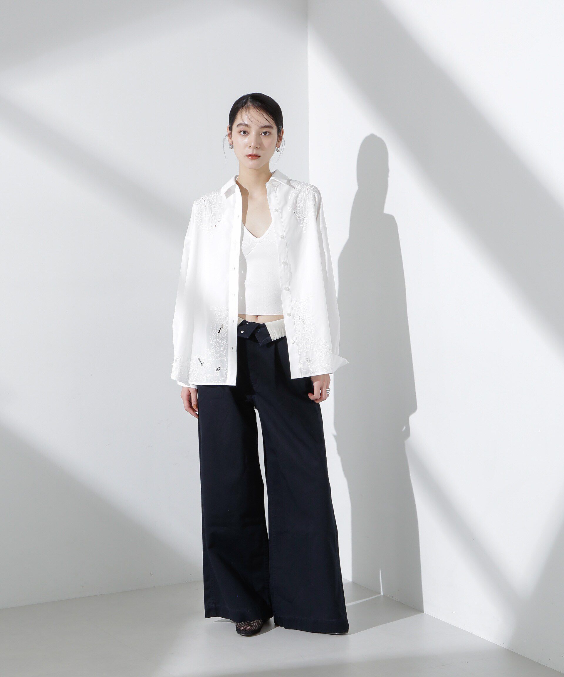 nano･universe「カットワークレースオーバーサイズシャツ」|シャツ・ブラウス|