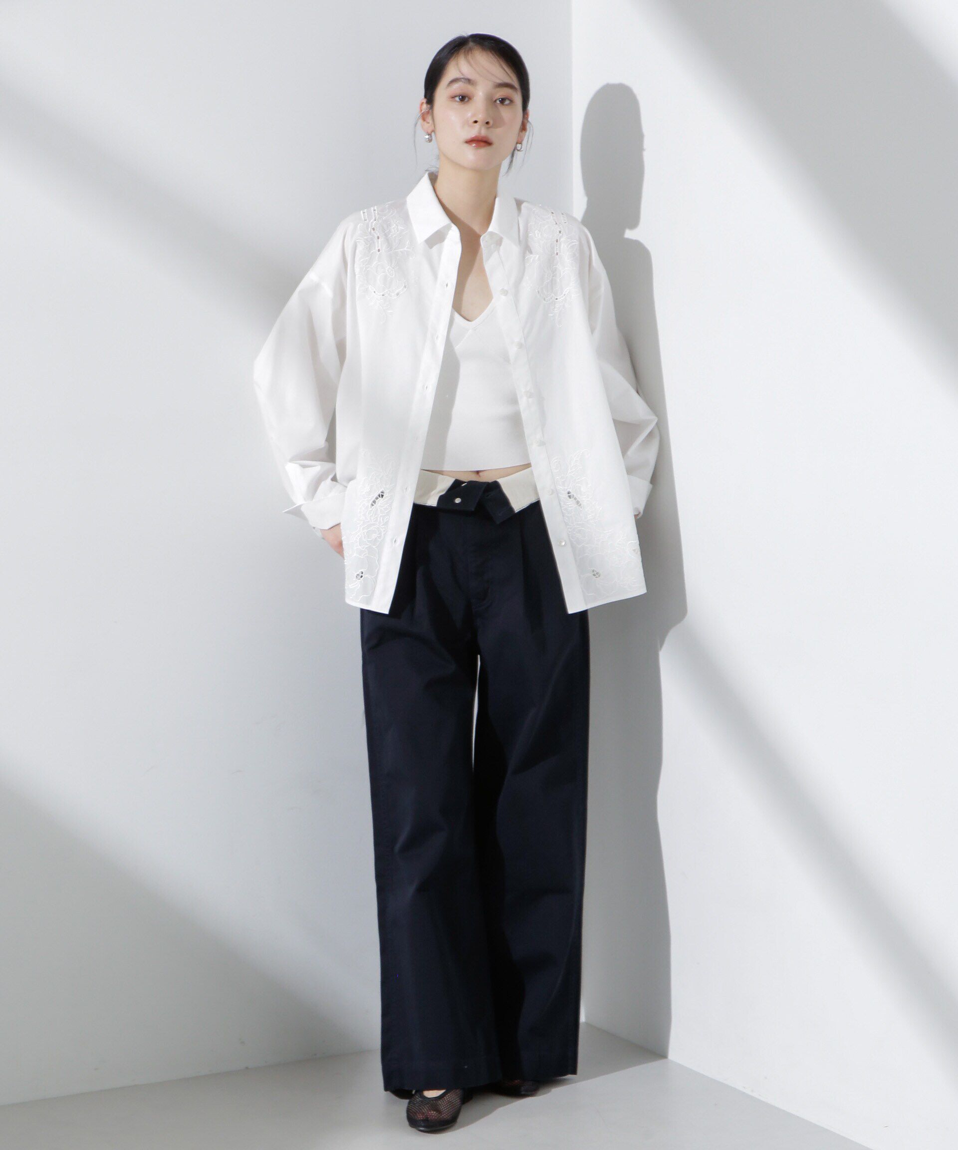 nano･universe「カットワークレースオーバーサイズシャツ」|シャツ・ブラウス|