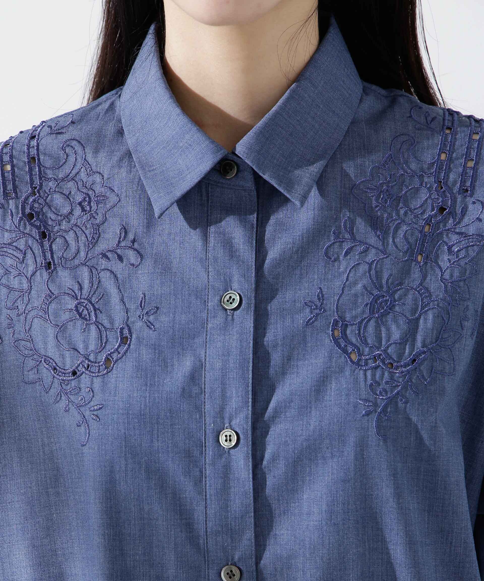 nano･universe「カットワークレースオーバーサイズシャツ」|シャツ・ブラウス|