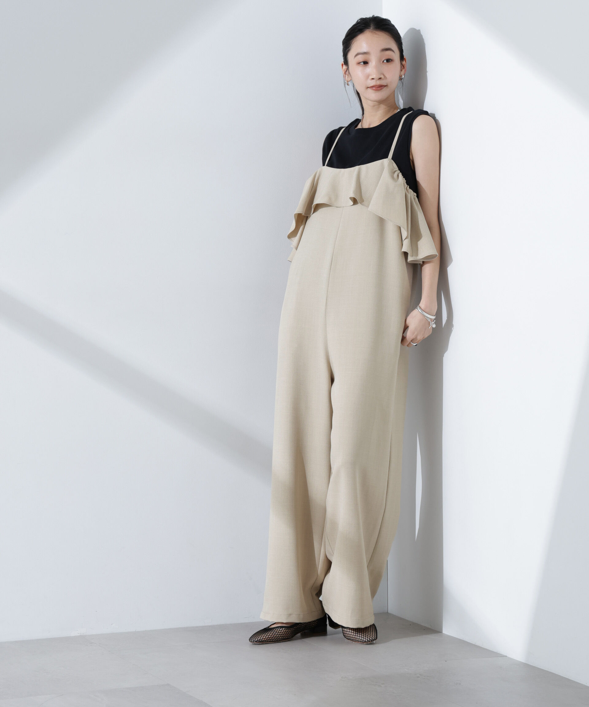 nano･universe「2wayオフショルダーフリルオールインワン」|ワンピース|