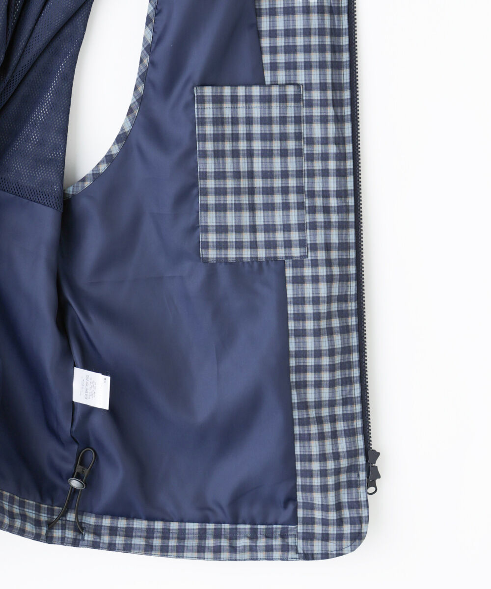 nano･universe「「HOTEL PALACE」オテルパラス デジタルプリントトラベルチェックベスト」|ダウンベスト・ベスト|