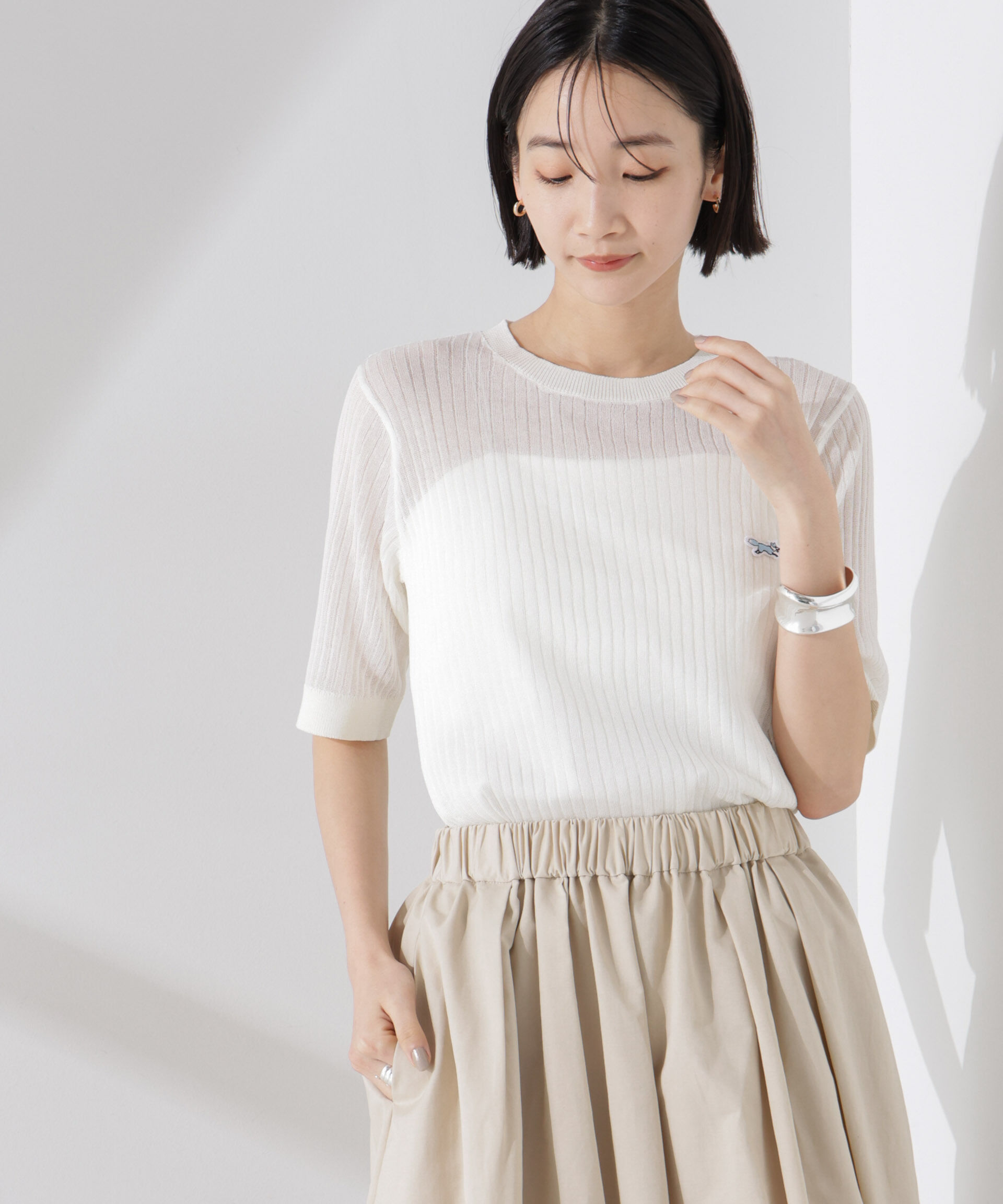 nano･universe「PENNEYS別注TheFOXシアーリブニットトップス」|ニット・セーター|アイボリー7