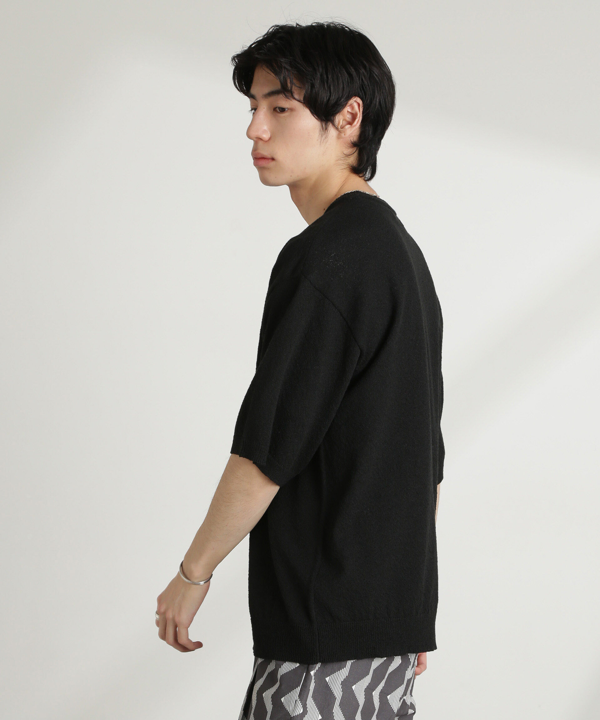 nano･universe「ブークレクルーネックニット 半袖」|ニット・セーター|