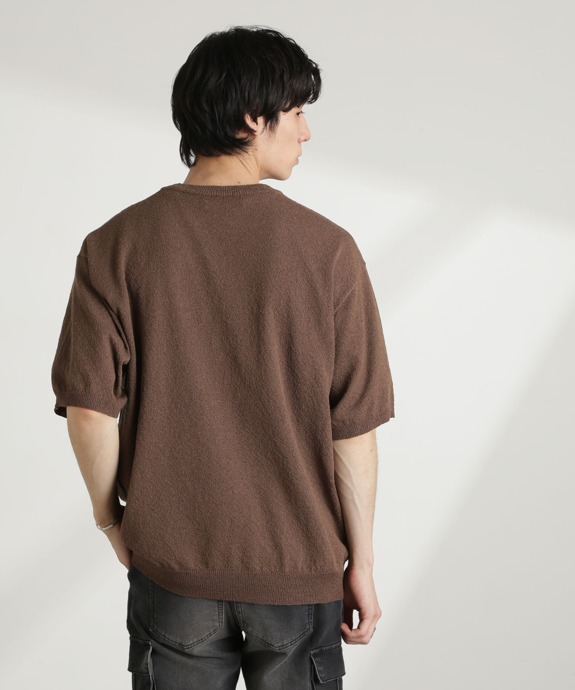 nano･universe「ブークレクルーネックニット 半袖」|ニット・セーター|