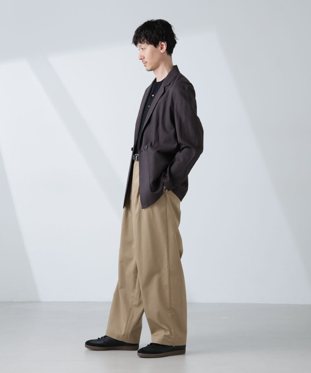 nano･universe「「BELGIUM LINEN FABRICS」リネンコットンダブルジャケット(セットアップ可)」|テーラードジャケット|