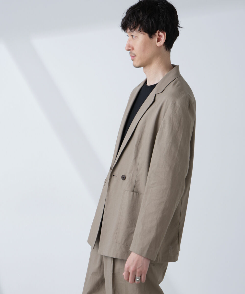nano･universe「「BELGIUM LINEN FABRICS」リネンコットンダブルジャケット(セットアップ可)」|テーラードジャケット|
