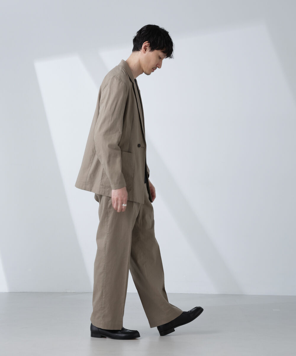 nano･universe「「BELGIUM LINEN FABRICS」リネンコットンダブルジャケット(セットアップ可)」|テーラードジャケット|