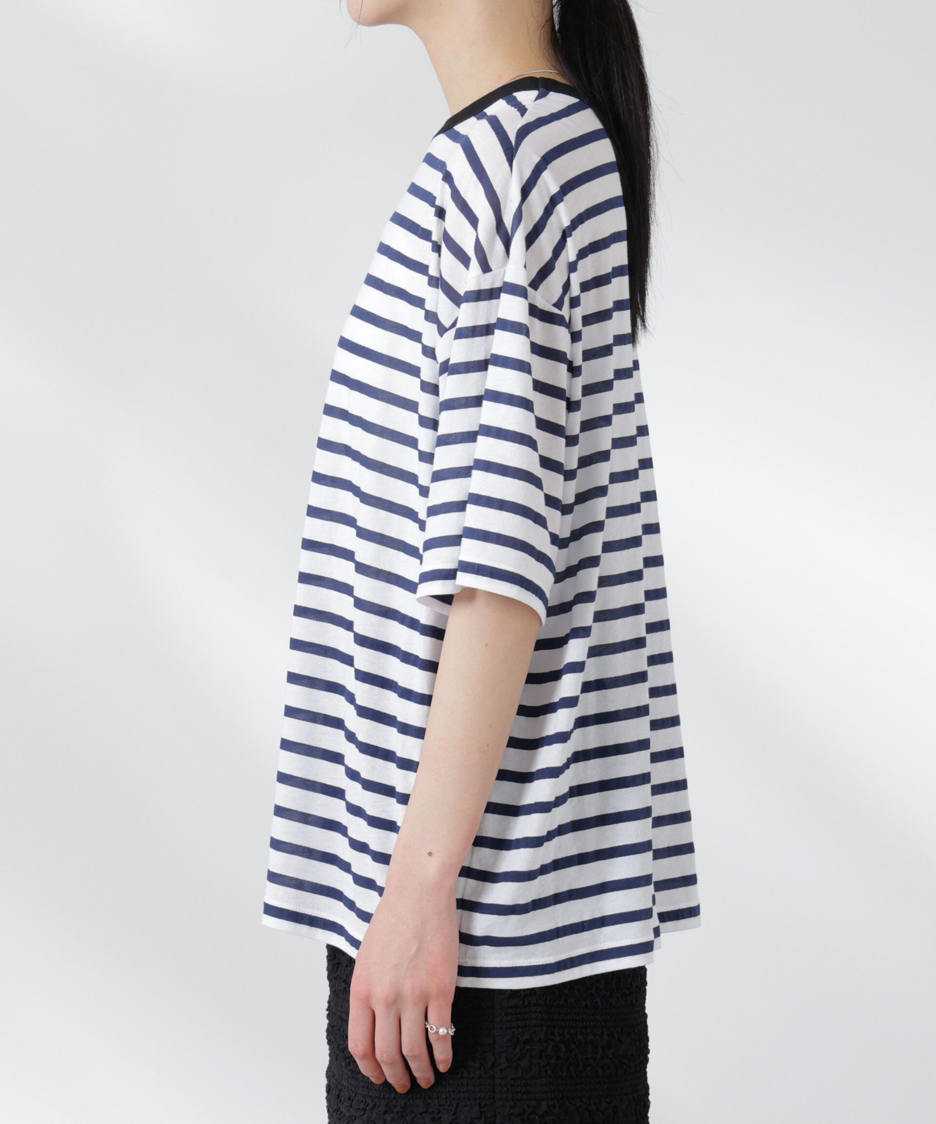 nano･universe「ボーダーシアーコットンTシャツ」|Tシャツ・カットソー|