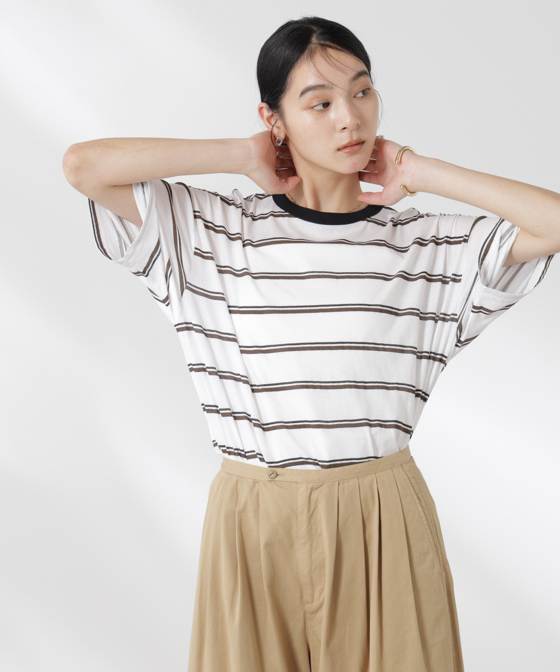 nano･universe「ボーダーシアーコットンTシャツ」|Tシャツ・カットソー|