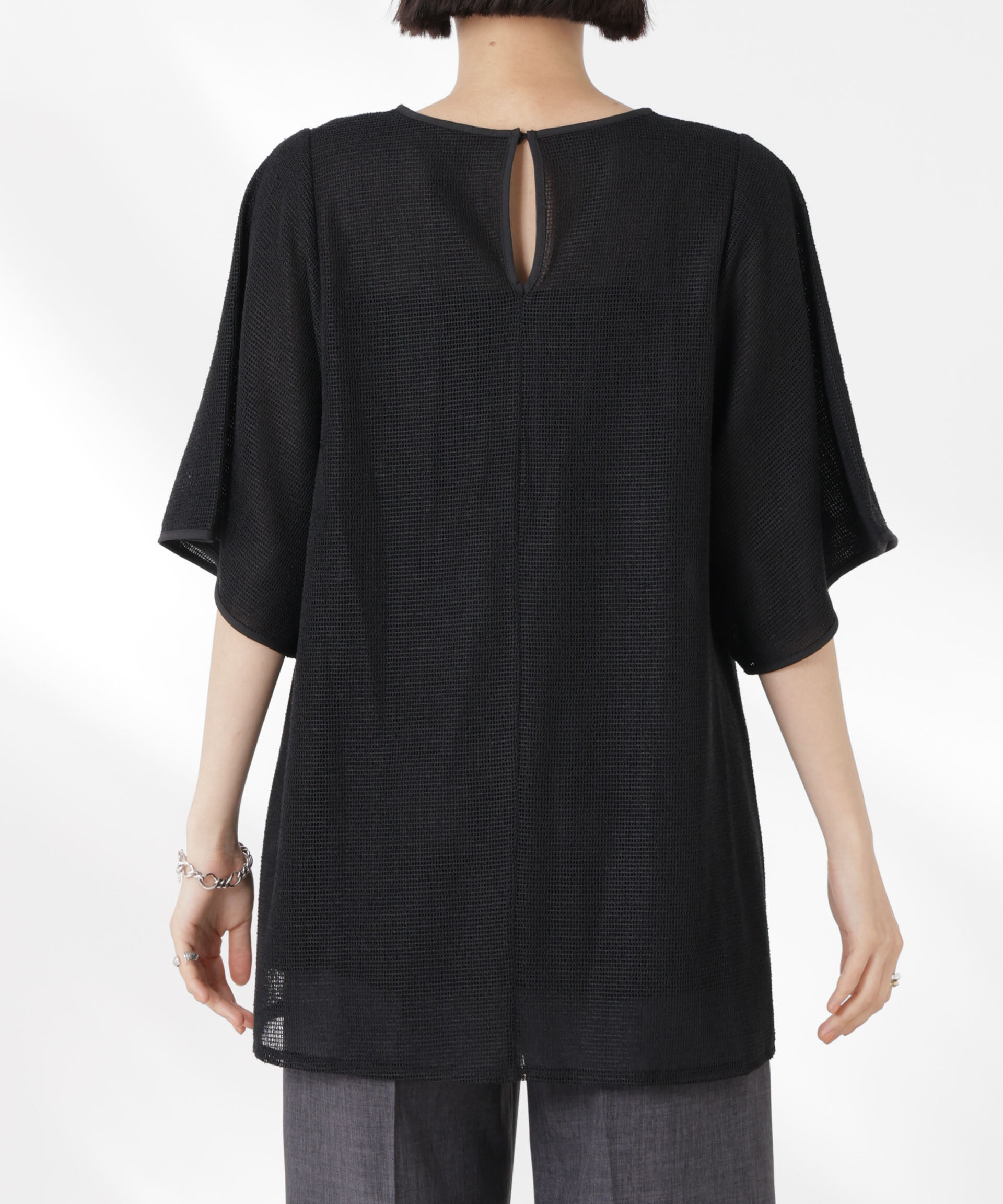 nano･universe「メッシュ&times;シフォンコンビチュニックトップス」|Tシャツ・カットソー|