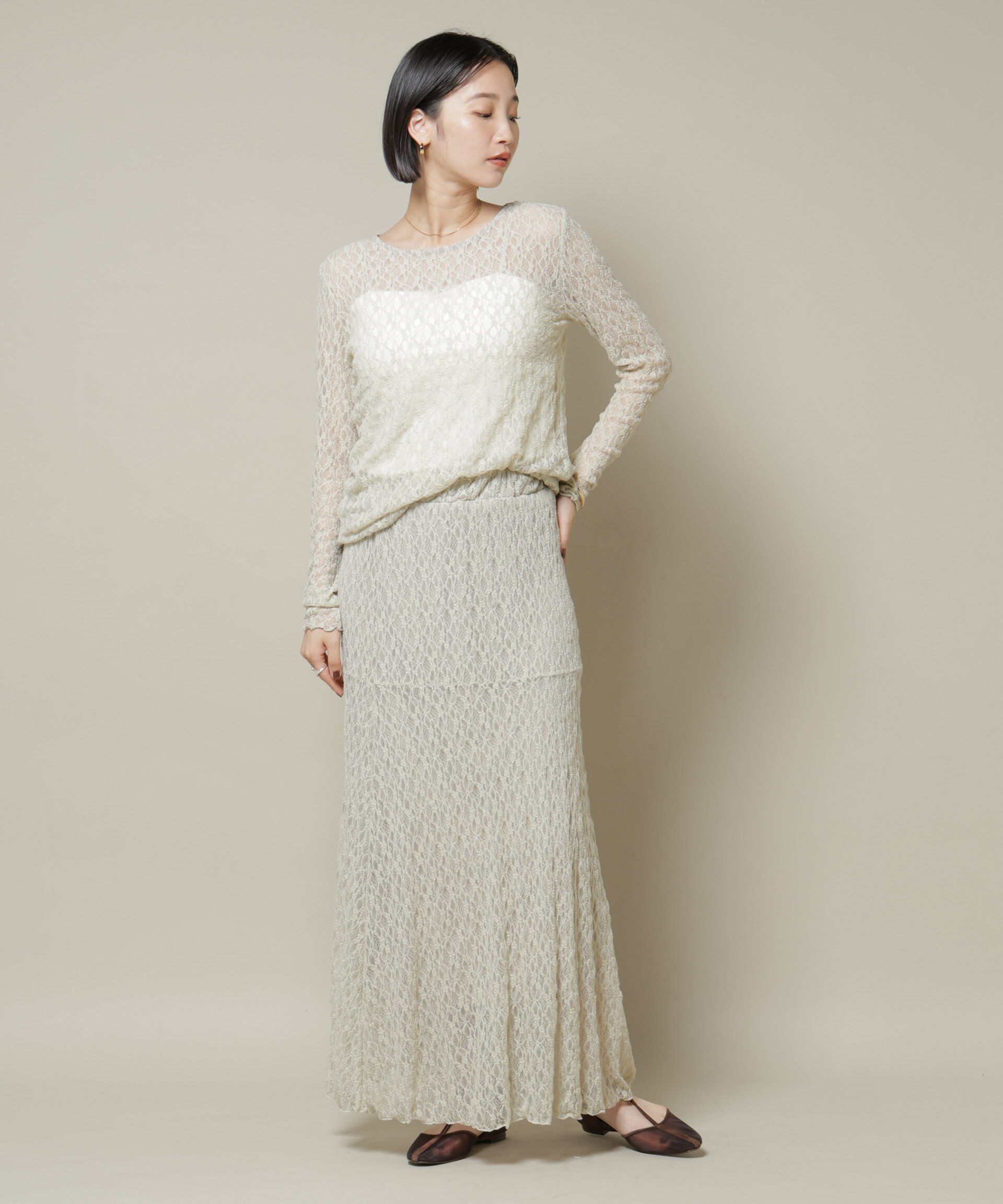 nano･universe「シアーレースフレアスカート(セットアップ可)」|スカート|