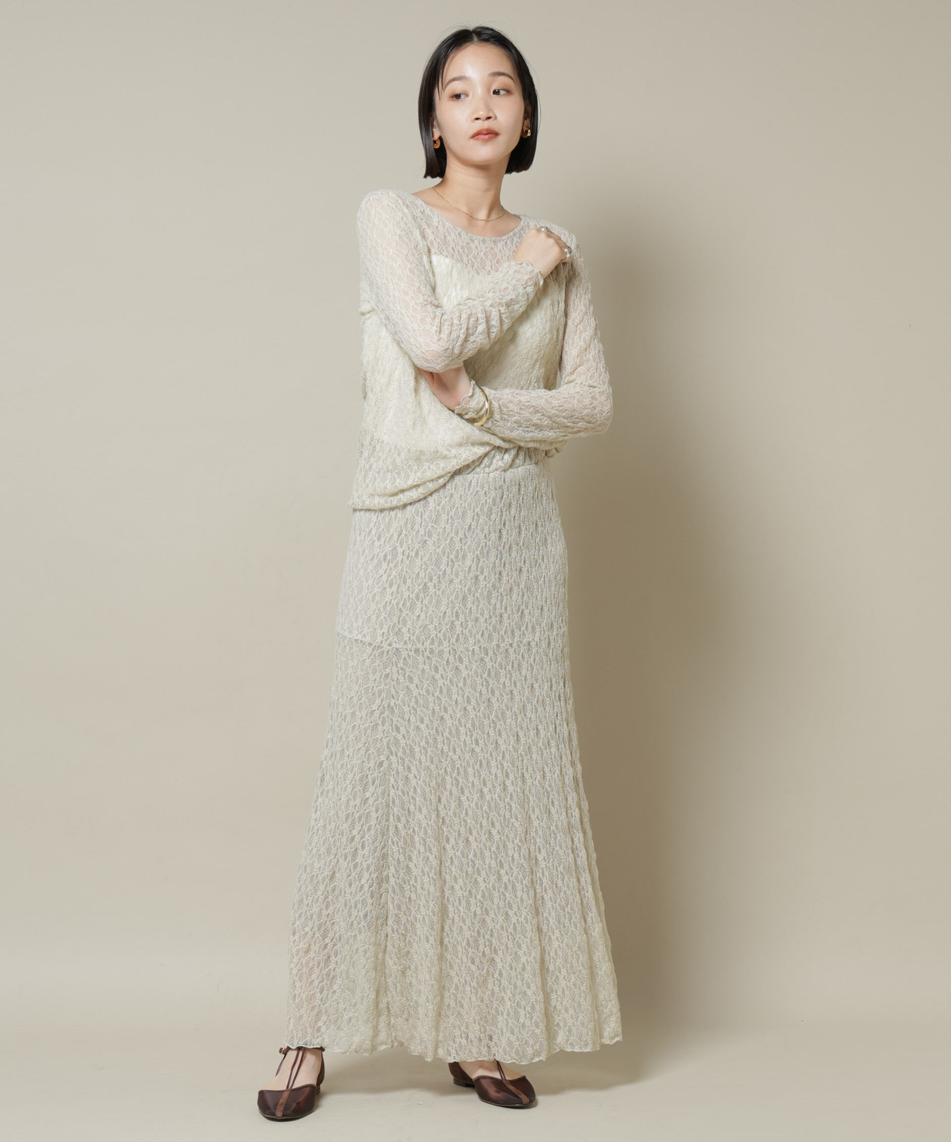 nano･universe「シアーレースフレアスカート(セットアップ可)」|スカート|