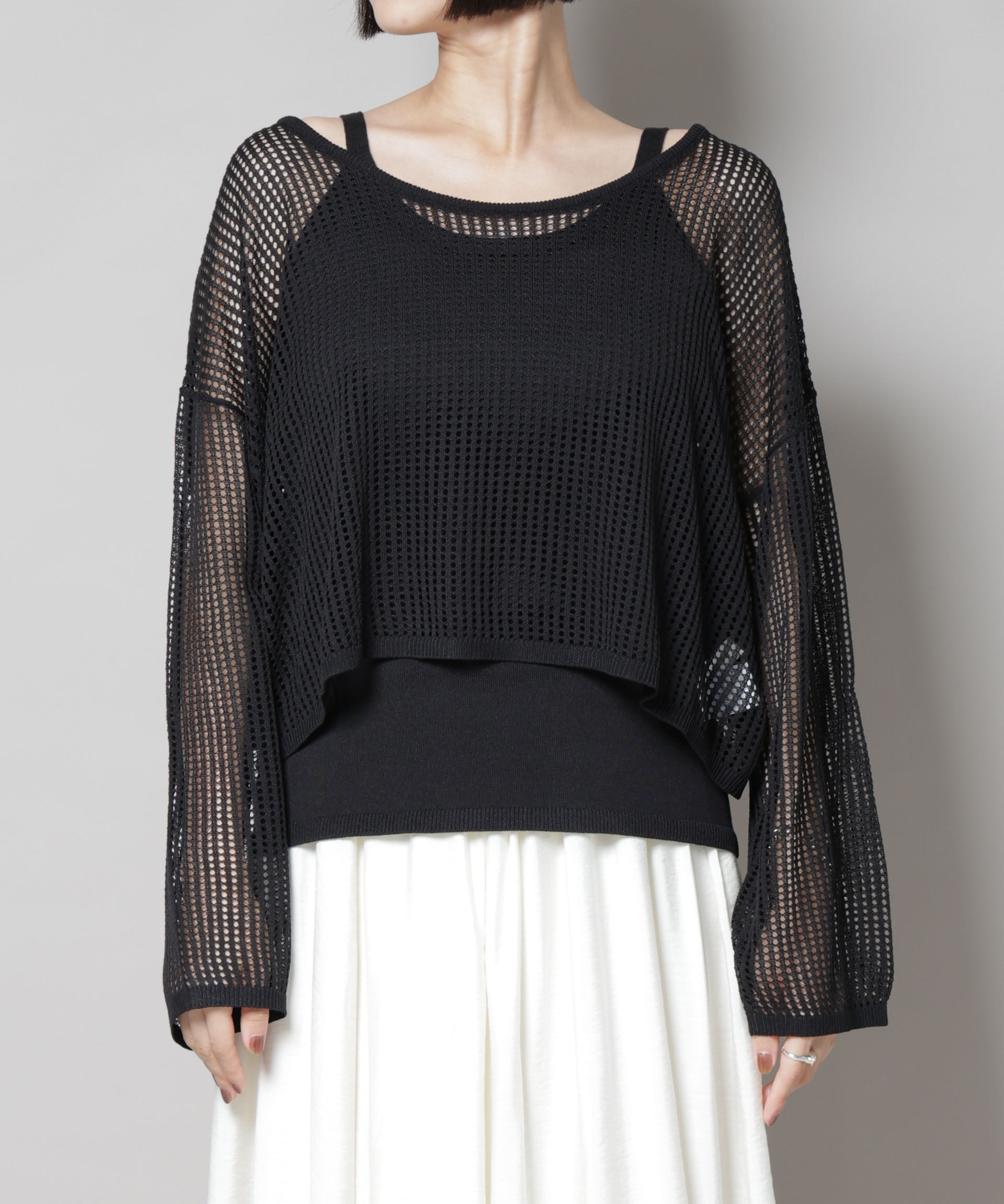 nano･universe「メッシュレイヤードニットアンサンブル」|ニット・セーター|