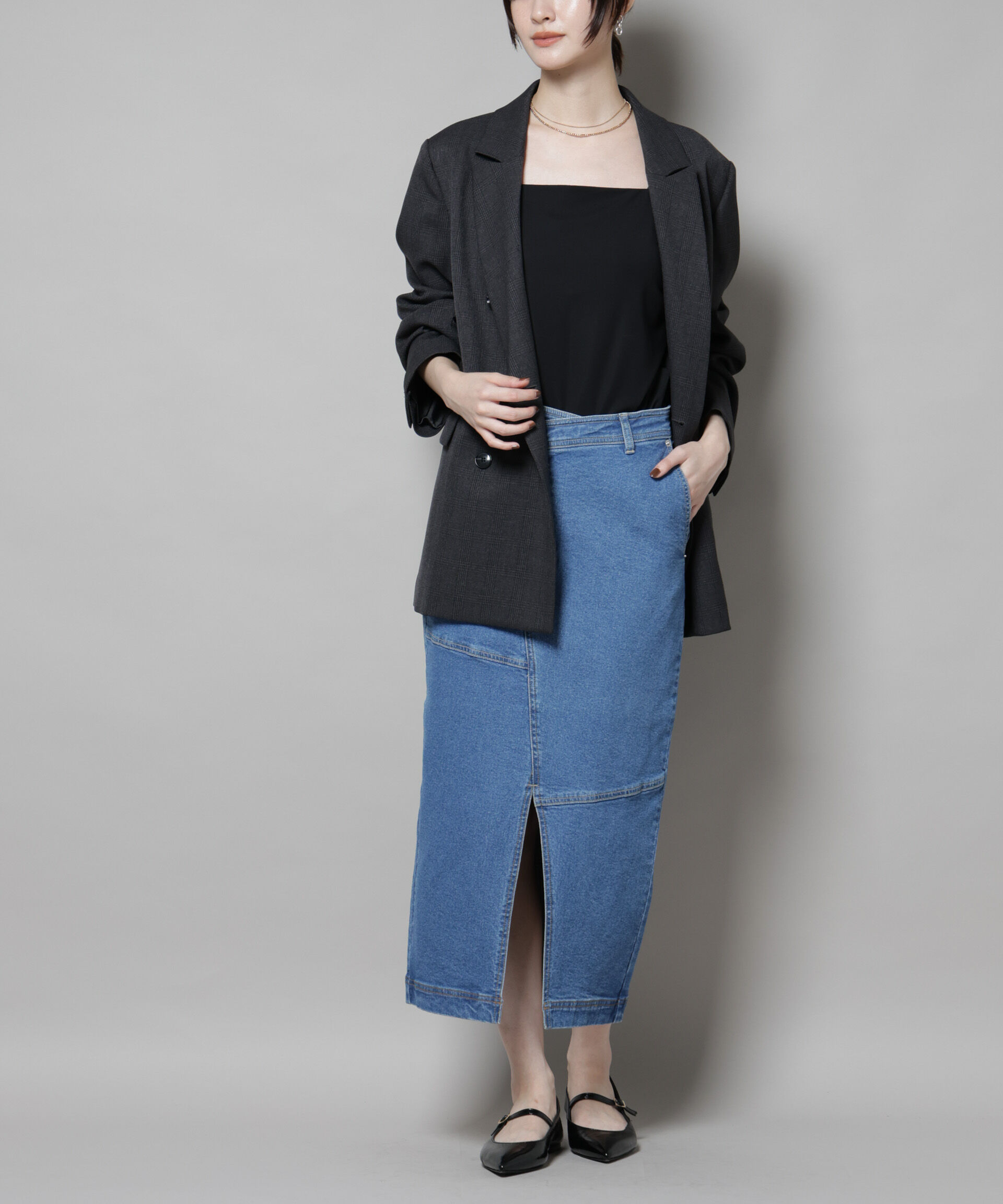 nano･universe「ラップペンシルデニムスカート」|スカート|