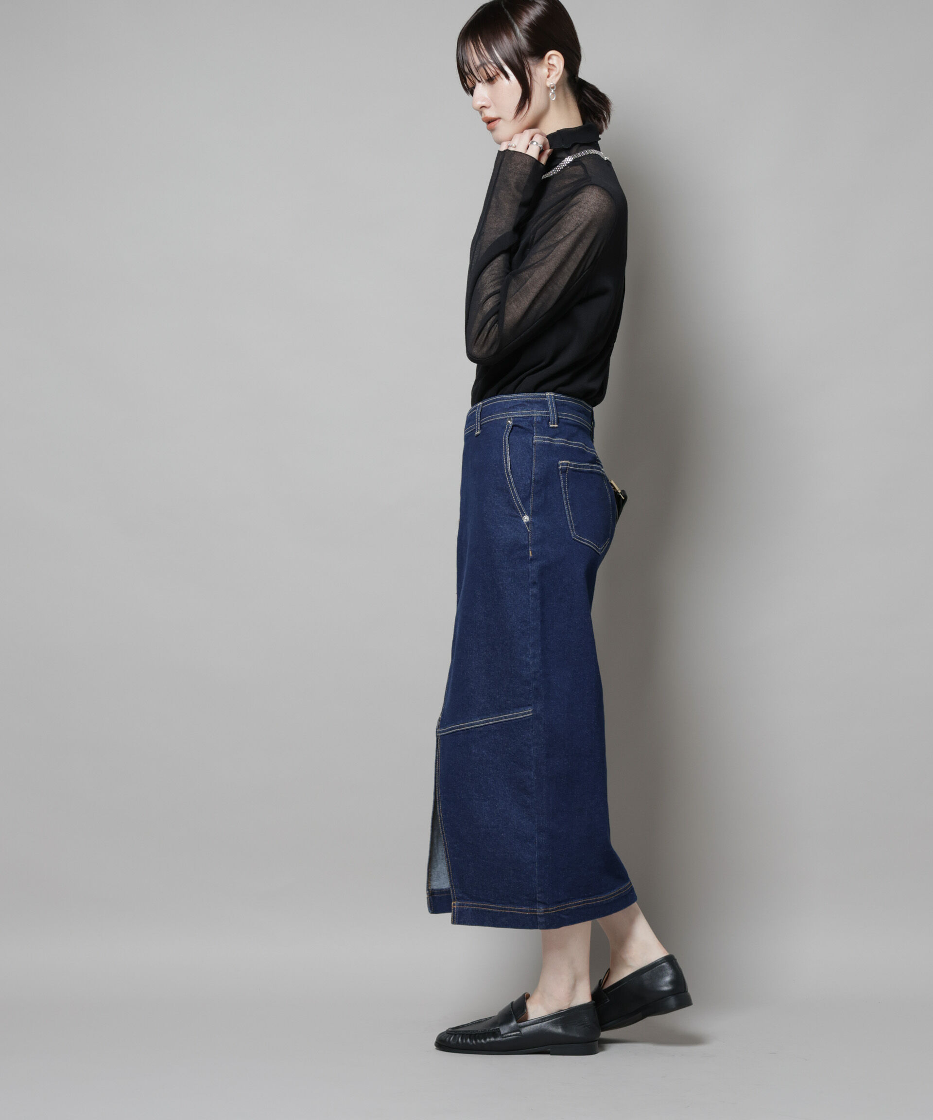 nano･universe「ラップペンシルデニムスカート」|スカート|