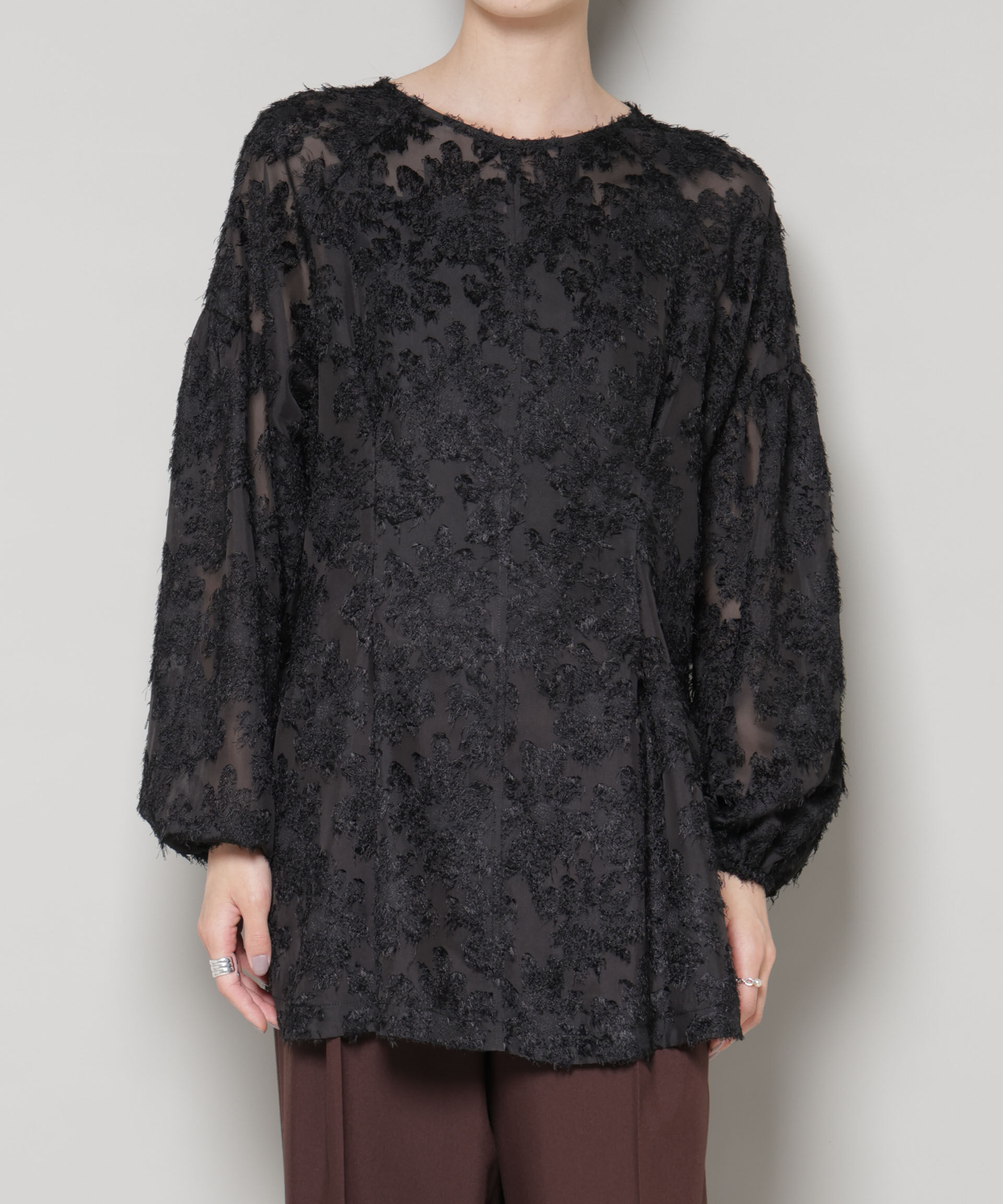 nano･universe「前後2wayジャガードブラウス」|シャツ・ブラウス|