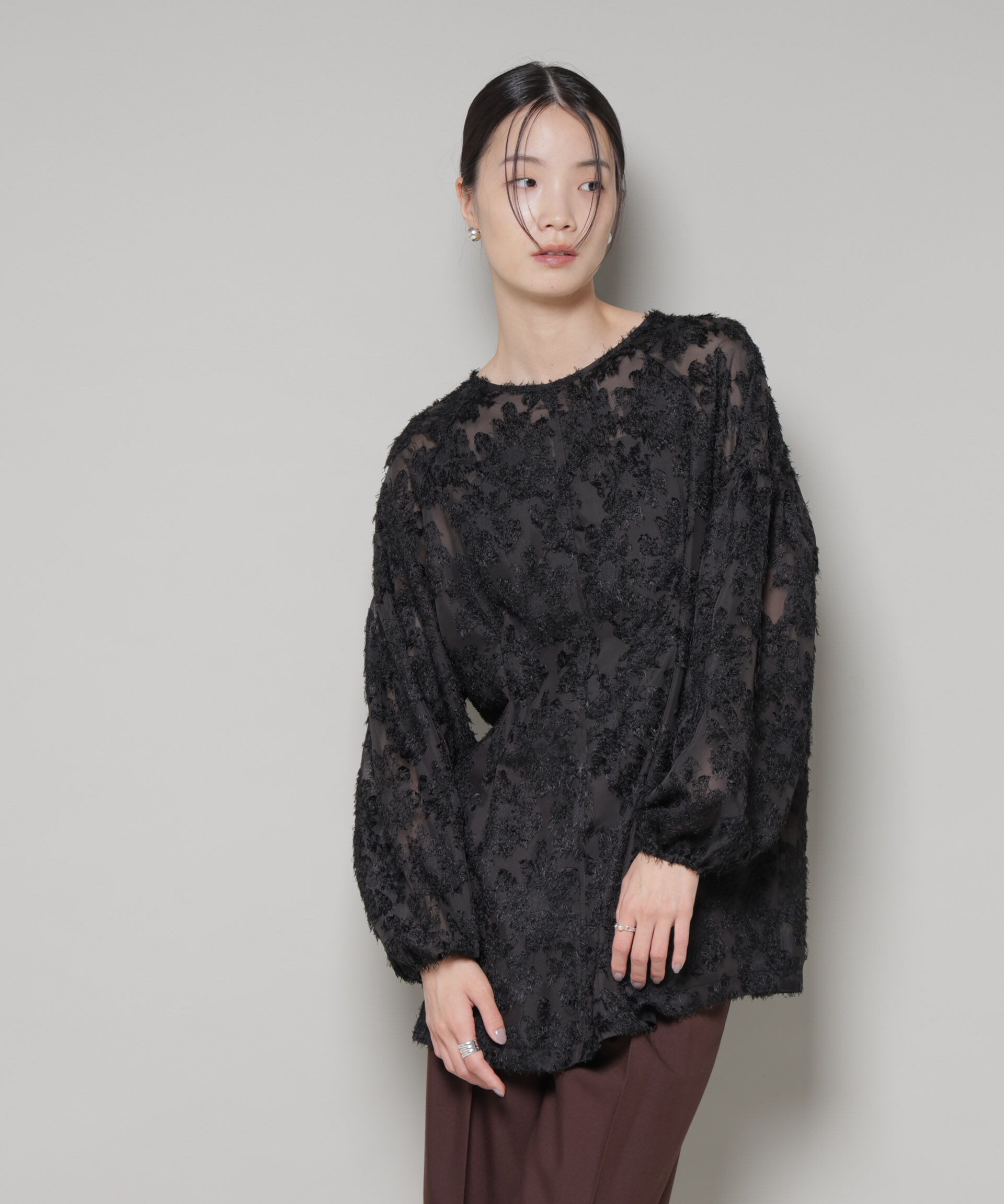 nano･universe「前後2wayジャガードブラウス」|シャツ・ブラウス|