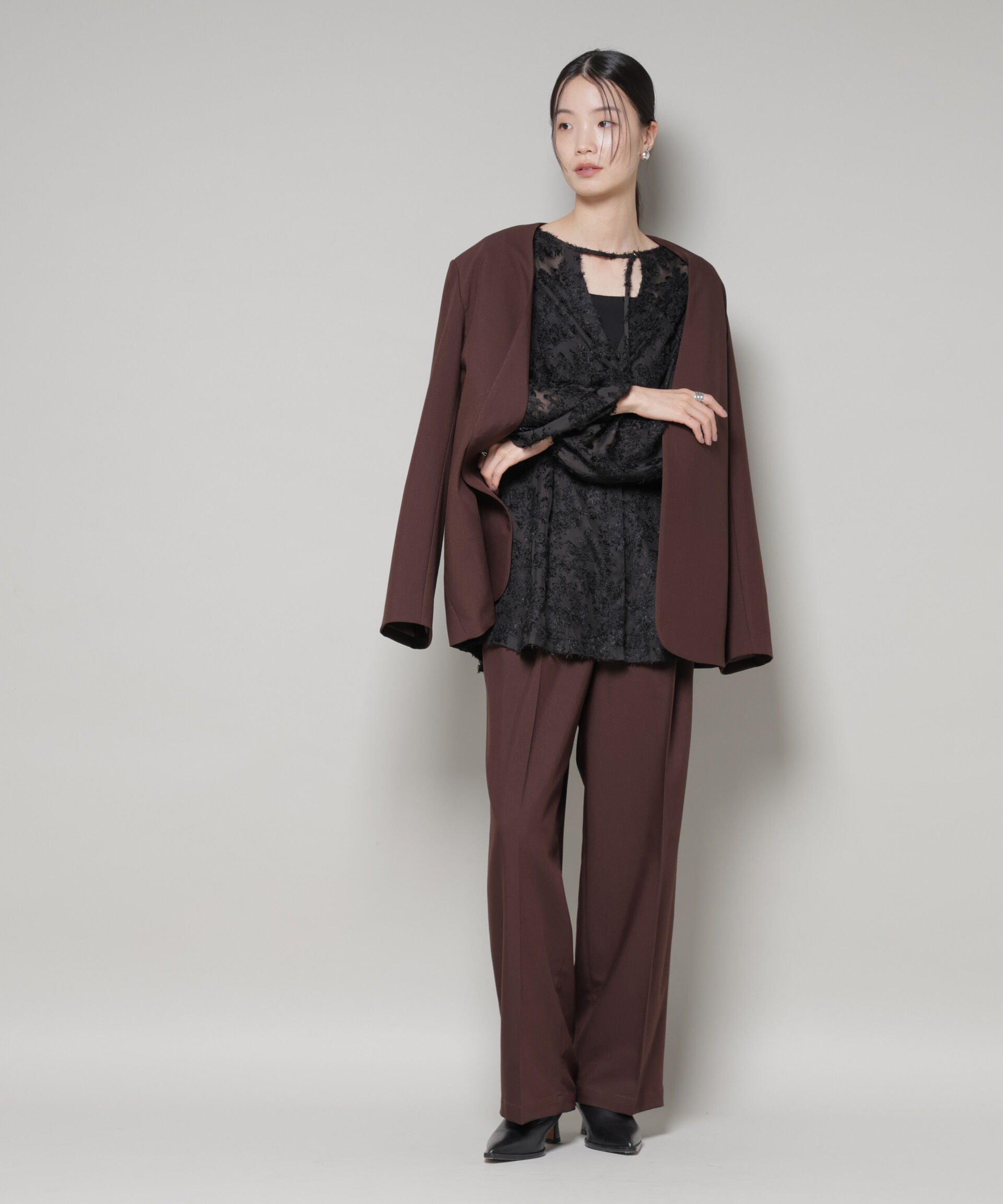 nano･universe「前後2wayジャガードブラウス」|シャツ・ブラウス|