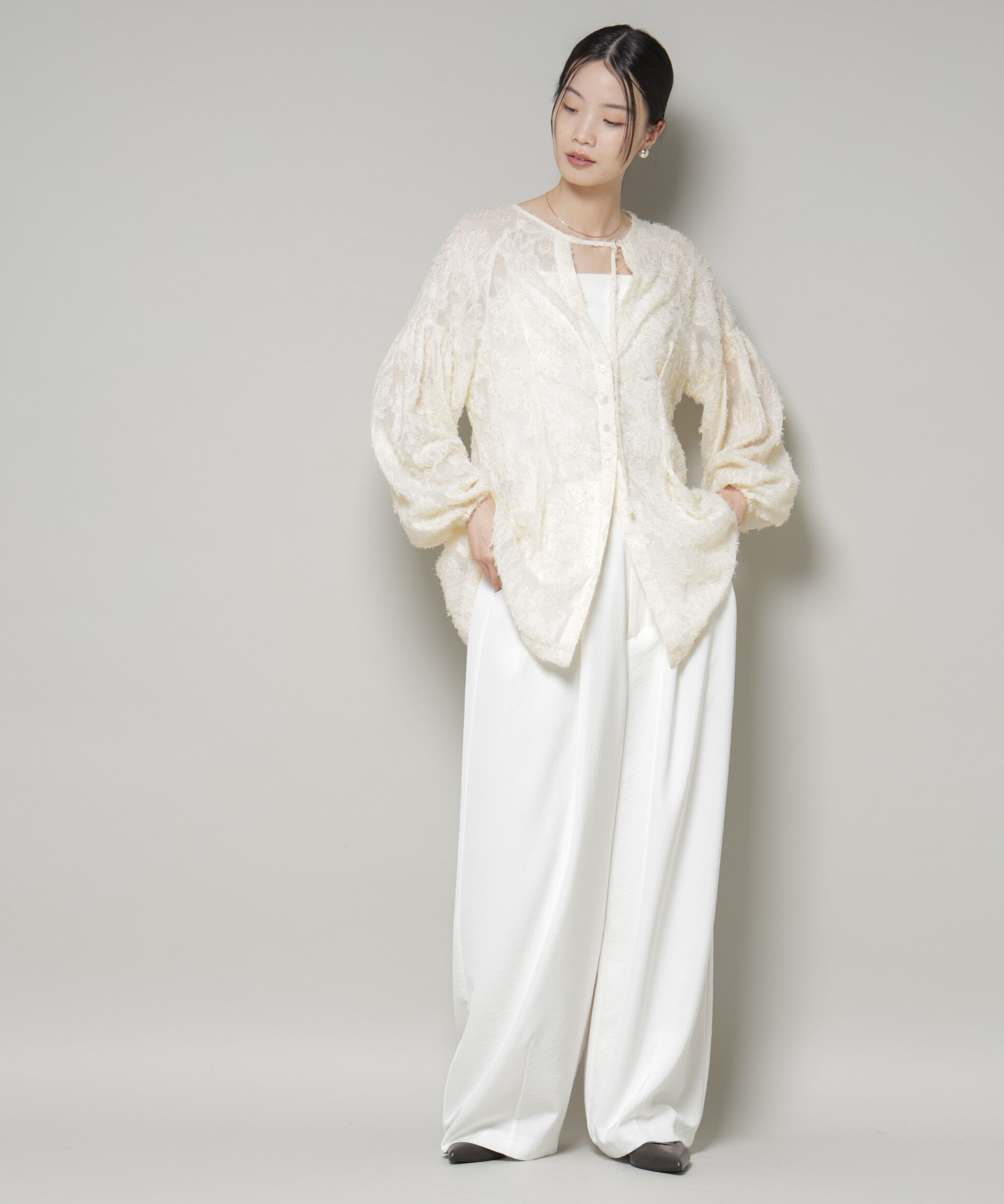 nano･universe「前後2wayジャガードブラウス」|シャツ・ブラウス|