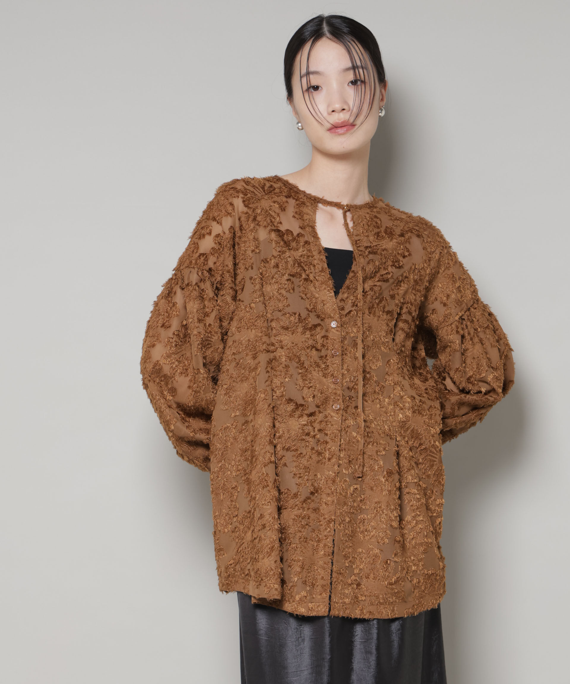 nano･universe「前後2wayジャガードブラウス」|シャツ・ブラウス|