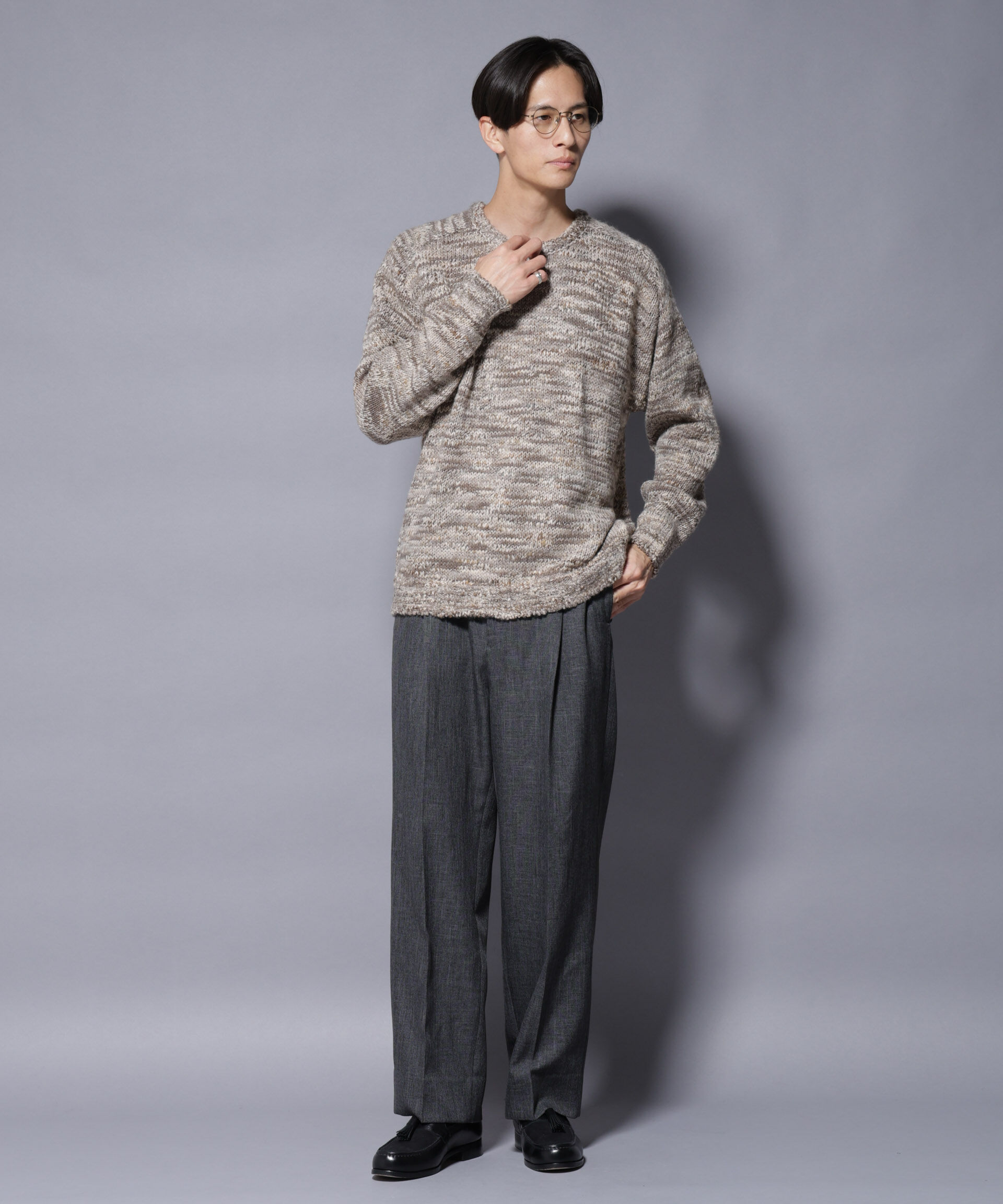 nano･universe「｢COFIL｣ PAVONE HOLIDAY メランジクルーネックニット」|ニット・セーター|