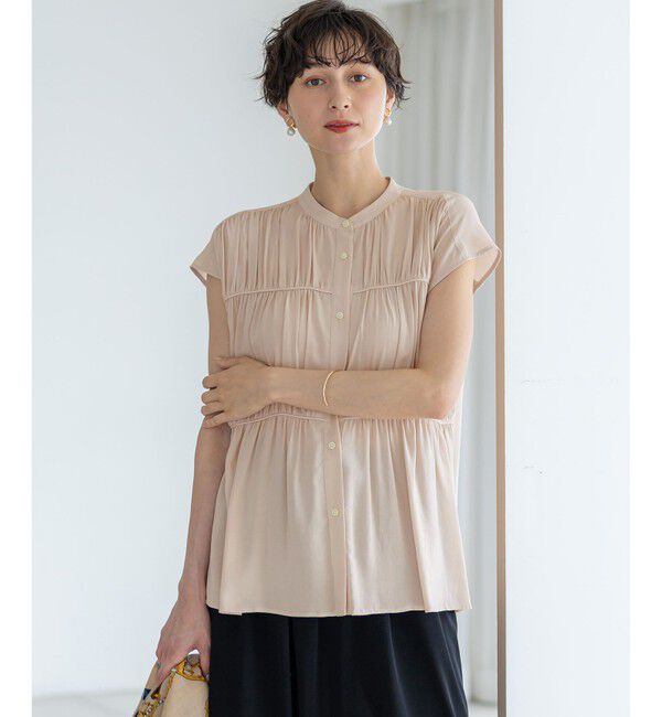 23区「【接触冷感/WEB&一部店舗限定】レーヨンスパローン ティアード ブラウス」|シャツ・ブラウス|アイボリー系