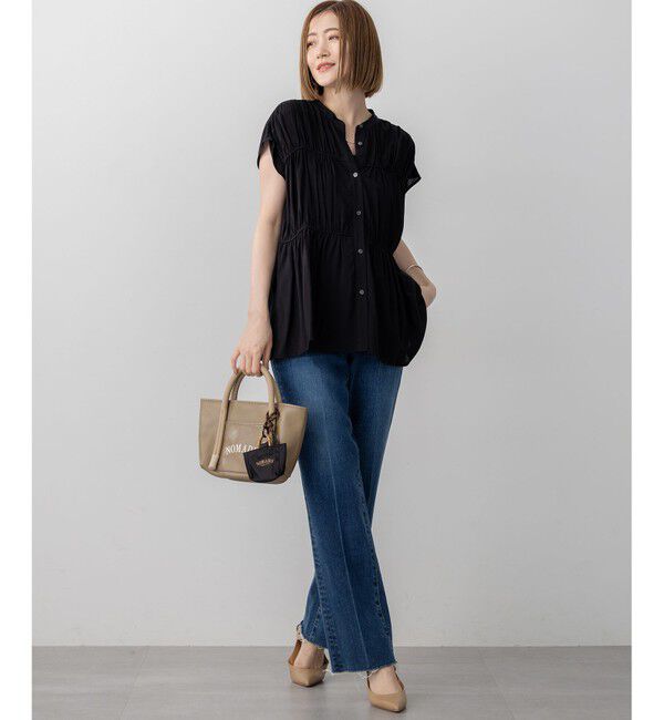 23区「【接触冷感/WEB&一部店舗限定】レーヨンスパローン ティアード ブラウス」|シャツ・ブラウス|