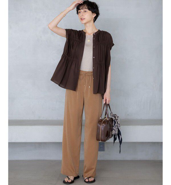 23区「【接触冷感/WEB&一部店舗限定】レーヨンスパローン ティアード ブラウス」|シャツ・ブラウス|