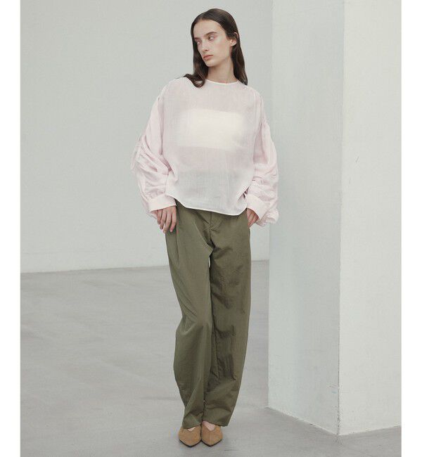 BEIGE,「【洗える】PAULINE / タックギャザーリネンボリュームブラウス」|シャツ・ブラウス|