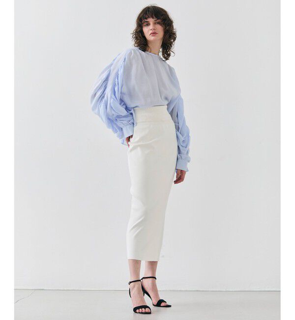 BEIGE,「【洗える】PAULINE / タックギャザーリネンボリュームブラウス」|シャツ・ブラウス|