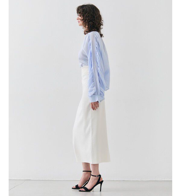 BEIGE,「【洗える】PAULINE / タックギャザーリネンボリュームブラウス」|シャツ・ブラウス|