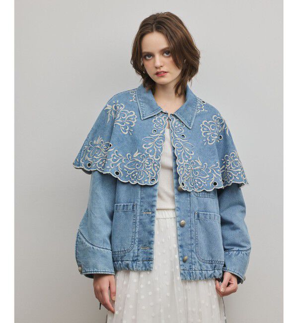 GRACE CONTINENTAL「ケープ付カバーオールジャケット」|その他|サックス