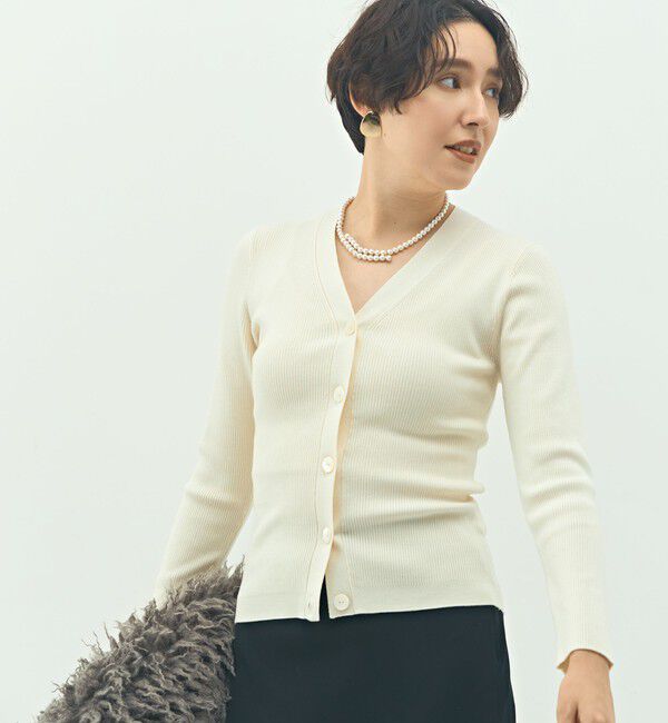 NOLLEY'S sophi「《アンサンブル対応》《手洗い可能》カシミヤ混リブVネックカーディガン」|カーディガン|