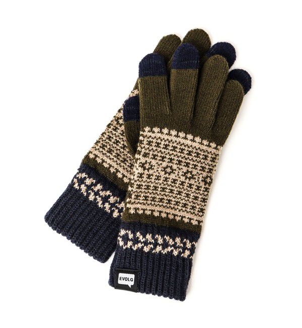 NOLLEY'S goodman「【EVOLG/エヴォログ】FLEUR ニットグローブ LET2365」|手袋|グリーン系1