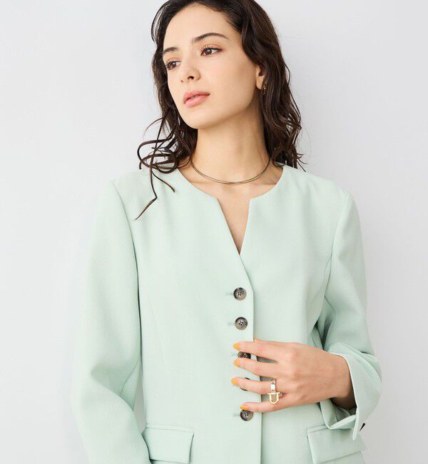 NOLLEY'S sophi「《セットアップ対応》ウォッシャブルバックサテンノーカラージャケット」|ノーカラージャケット|