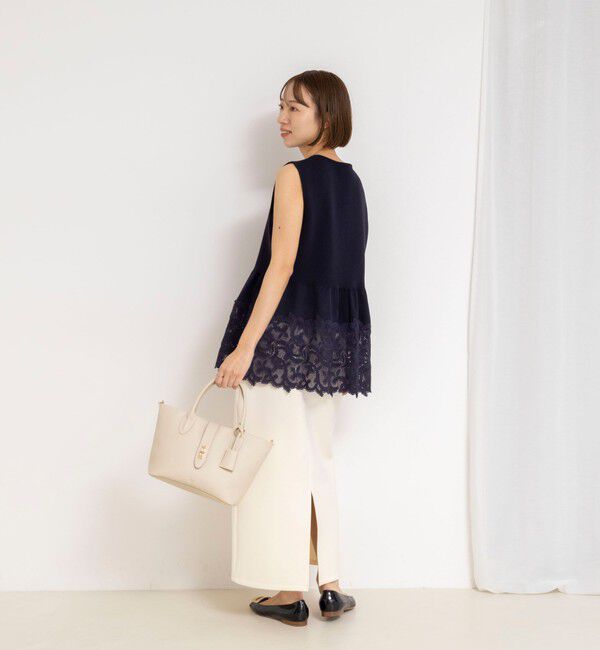 NOLLEY'S「《手洗い可能》レース付きペプラムベスト」|ベスト・ジレ|