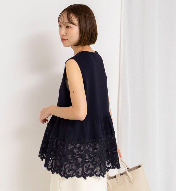 NOLLEY'S「《手洗い可能》レース付きペプラムベスト」|ベスト・ジレ|